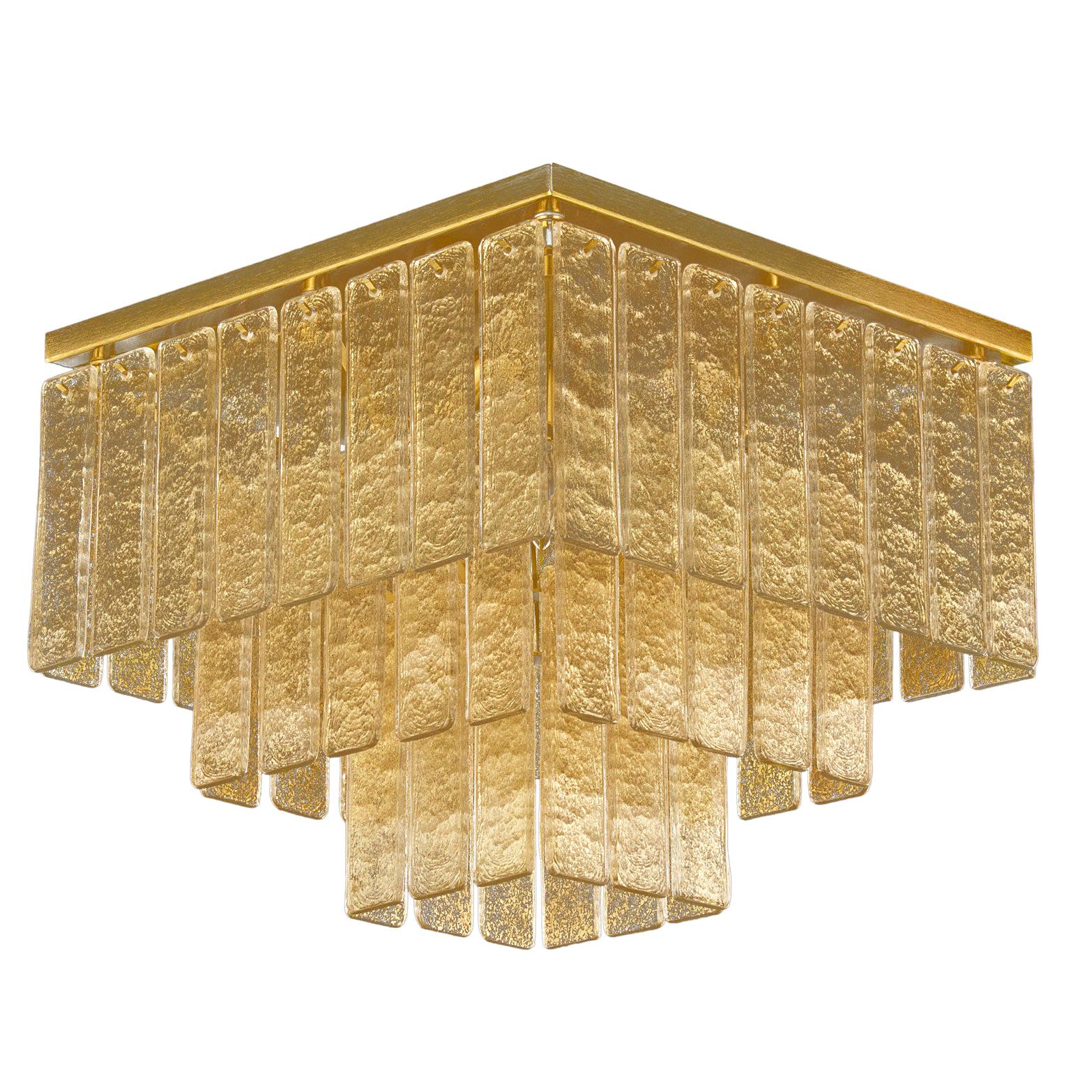 Ceiling Light Gold Glass Listels Brushed Gold Fixture Charleston by Multiforme