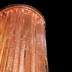 Plafonnier en cuivre, verre de Murano, listes en cuivre brossé, par Multiforme