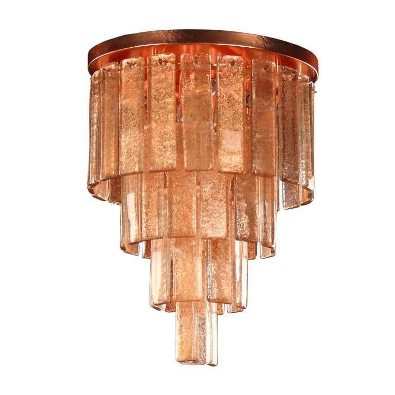 Ceiling lamp Copper Murano Glass Listels brushed copper fixture by
