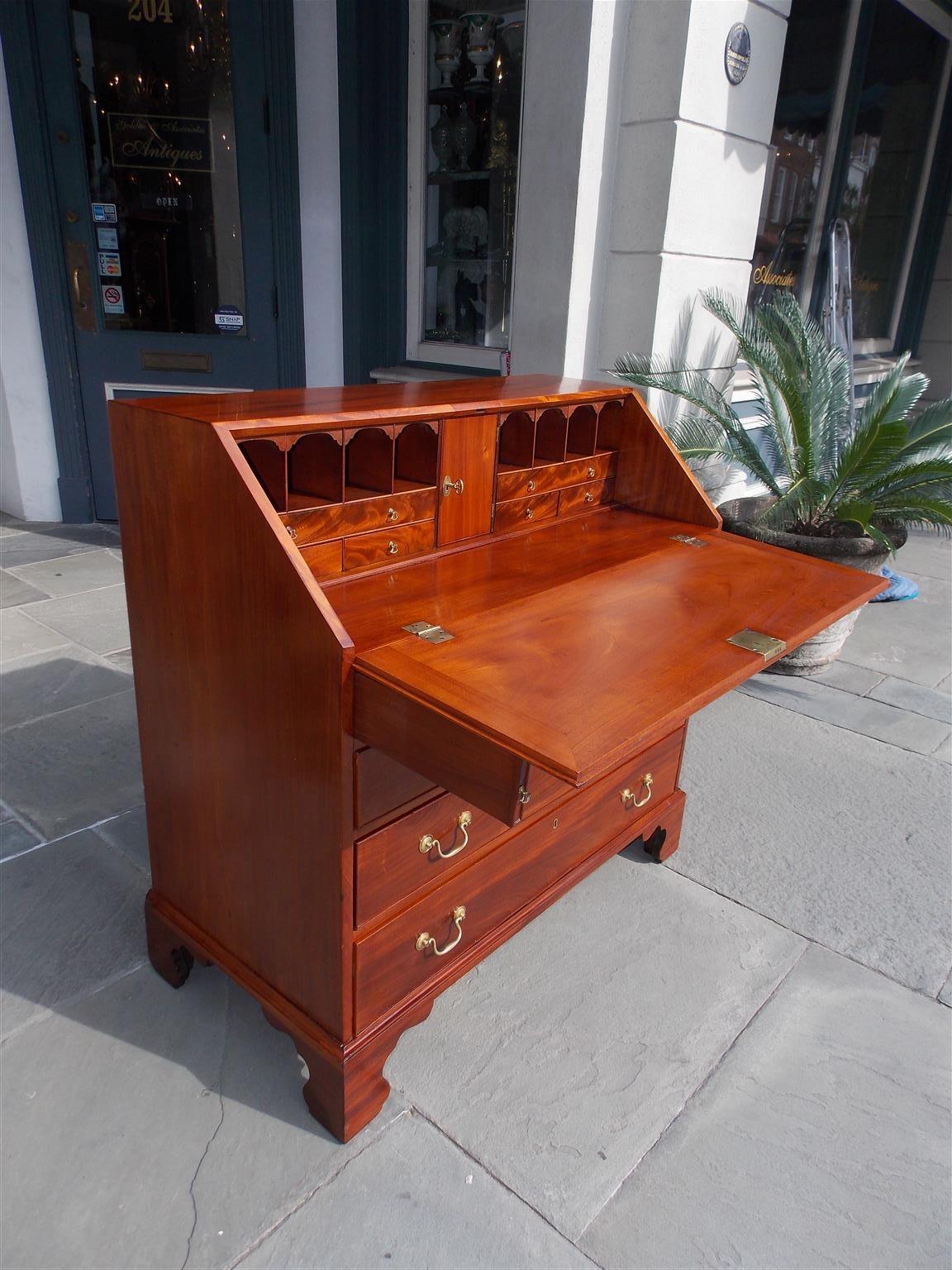 Late 18th Century Charleston Chippendale Mahogany Slant Top Desk with Fitted Interior, C. 1770 For Sale