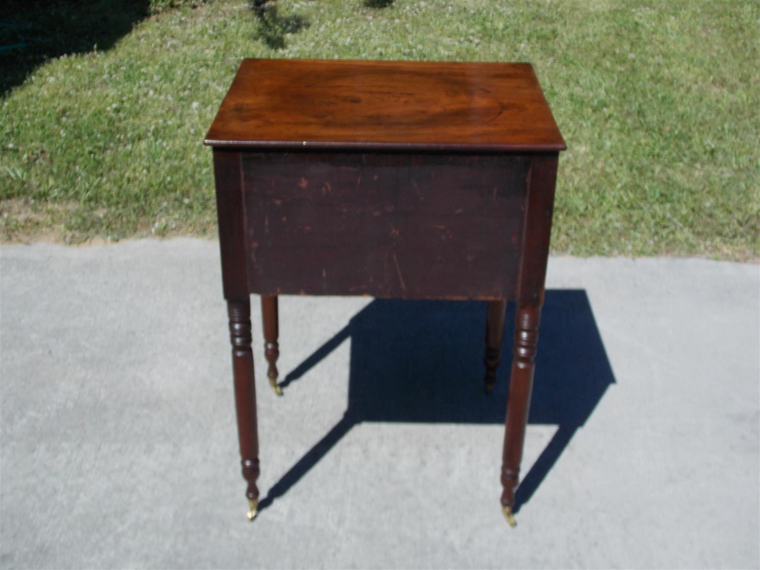 Charleston Federal Mahogany Stand with Original Wood Knobs & Casters. Circa 1820 4