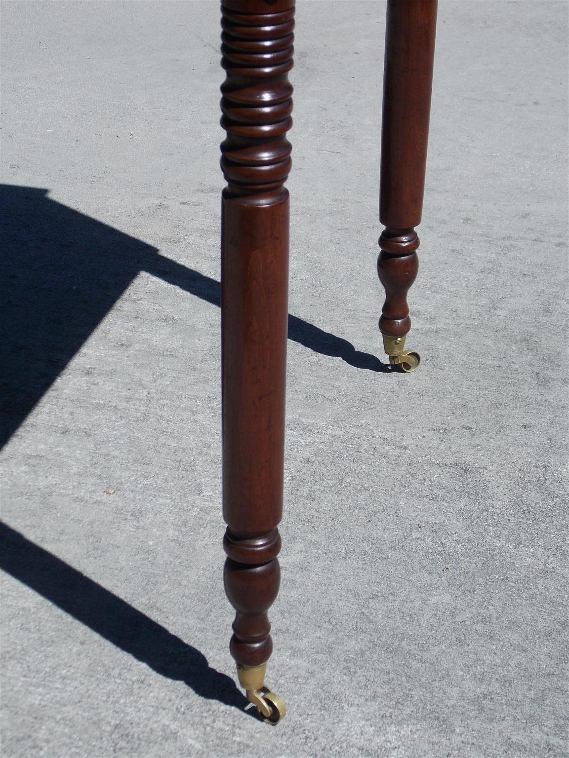 Charleston Federal Mahogany Stand with Original Wood Knobs & Casters. Circa 1820 2