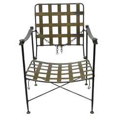 Verstellbarer Charleston Forge Arts & Crafts Gothic-Loungesessel aus schwerem Schmiedeeisen
