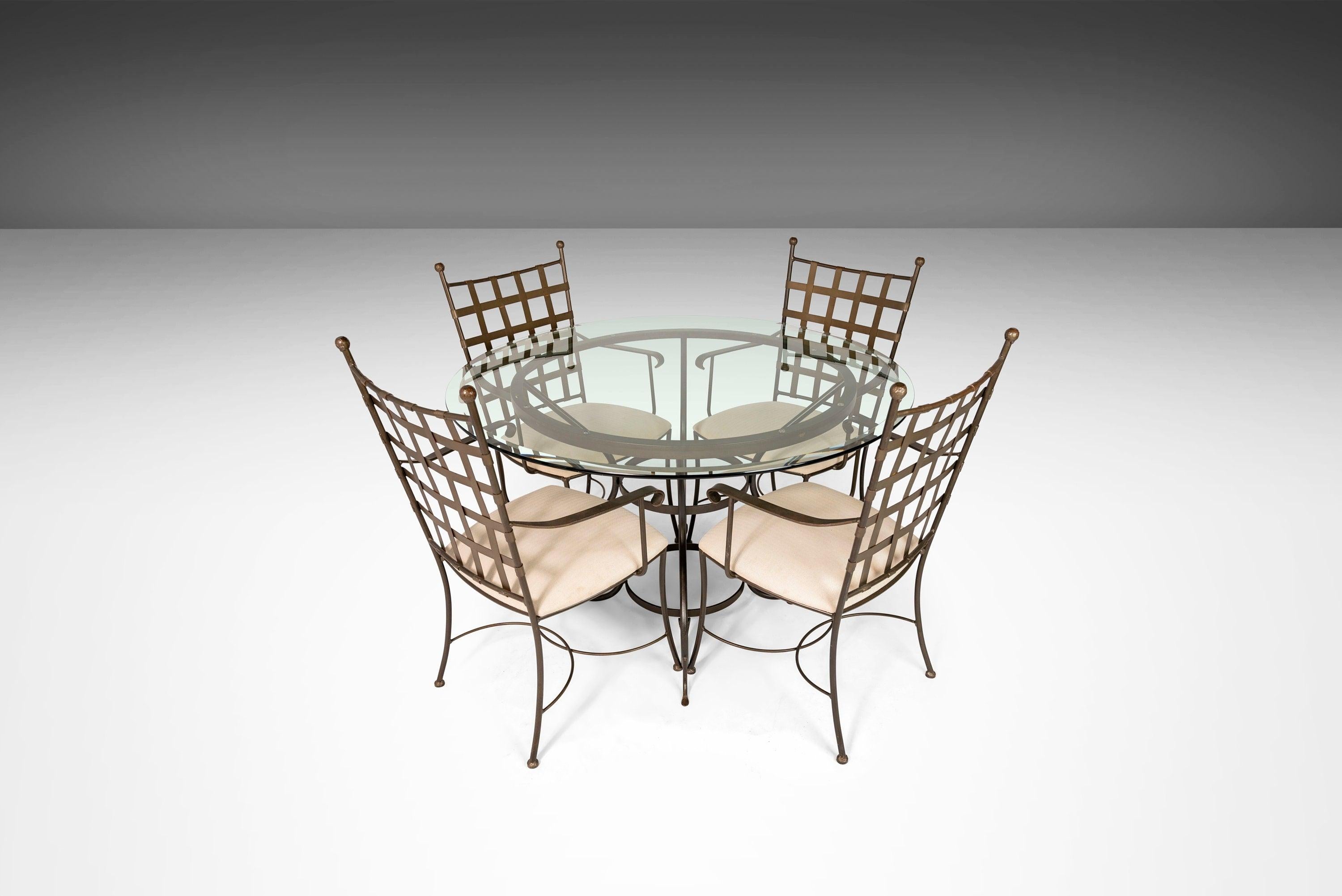 Forged by hand in Boone, North Carolina this exceptional dining table is a true representation of both American design and craftsmanship. Each piece produced by Charleston Forge is custom-made and all done by hand by specialized artisans and it