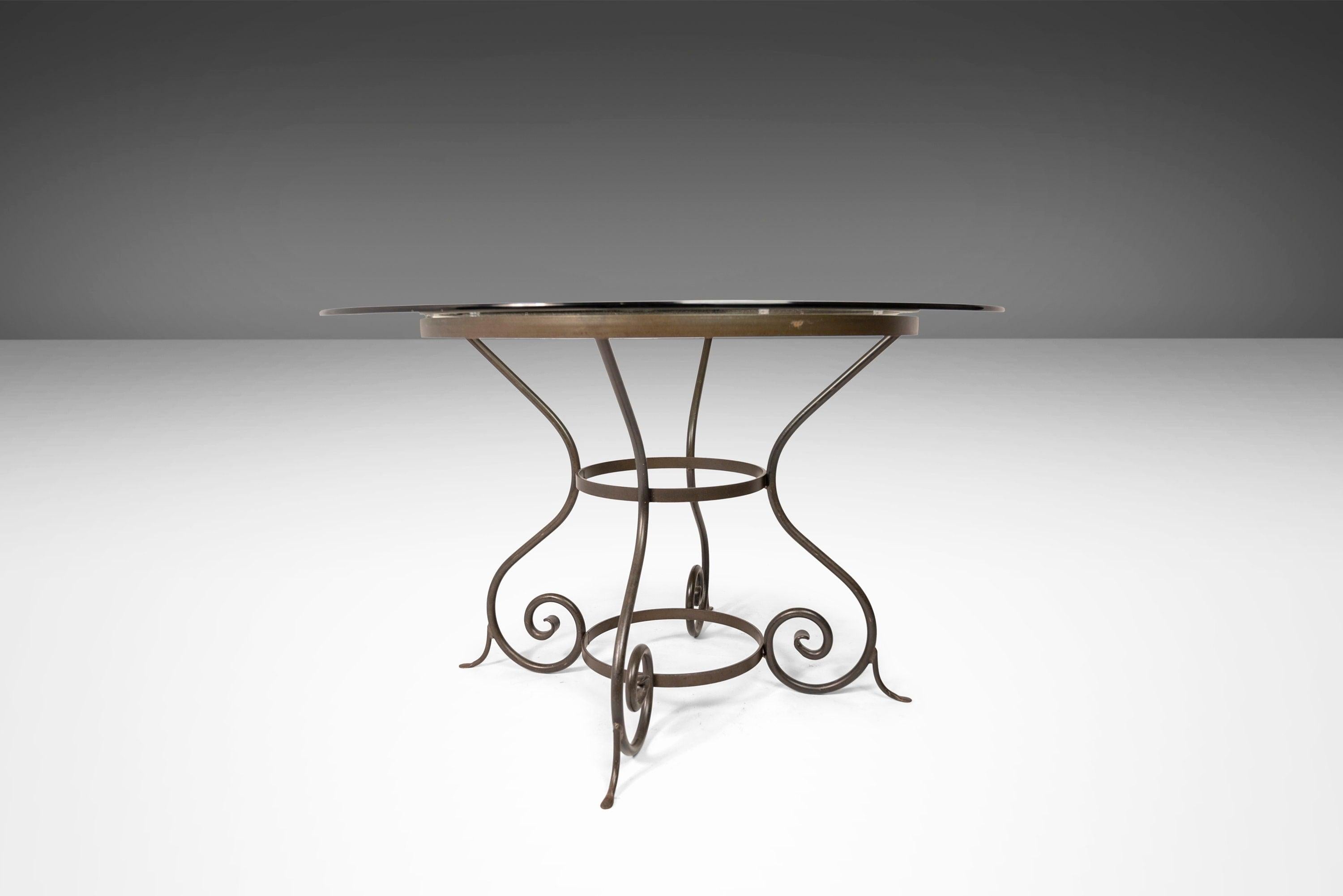 Modern Charleston Forge 'Etrusche' Iron Glass Top Dining Table, USA, c. 2000's For Sale