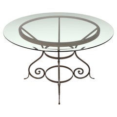 Charleston Forge 'Etrusche' Iron Glass Top Dining Table, USA, c. 2000's