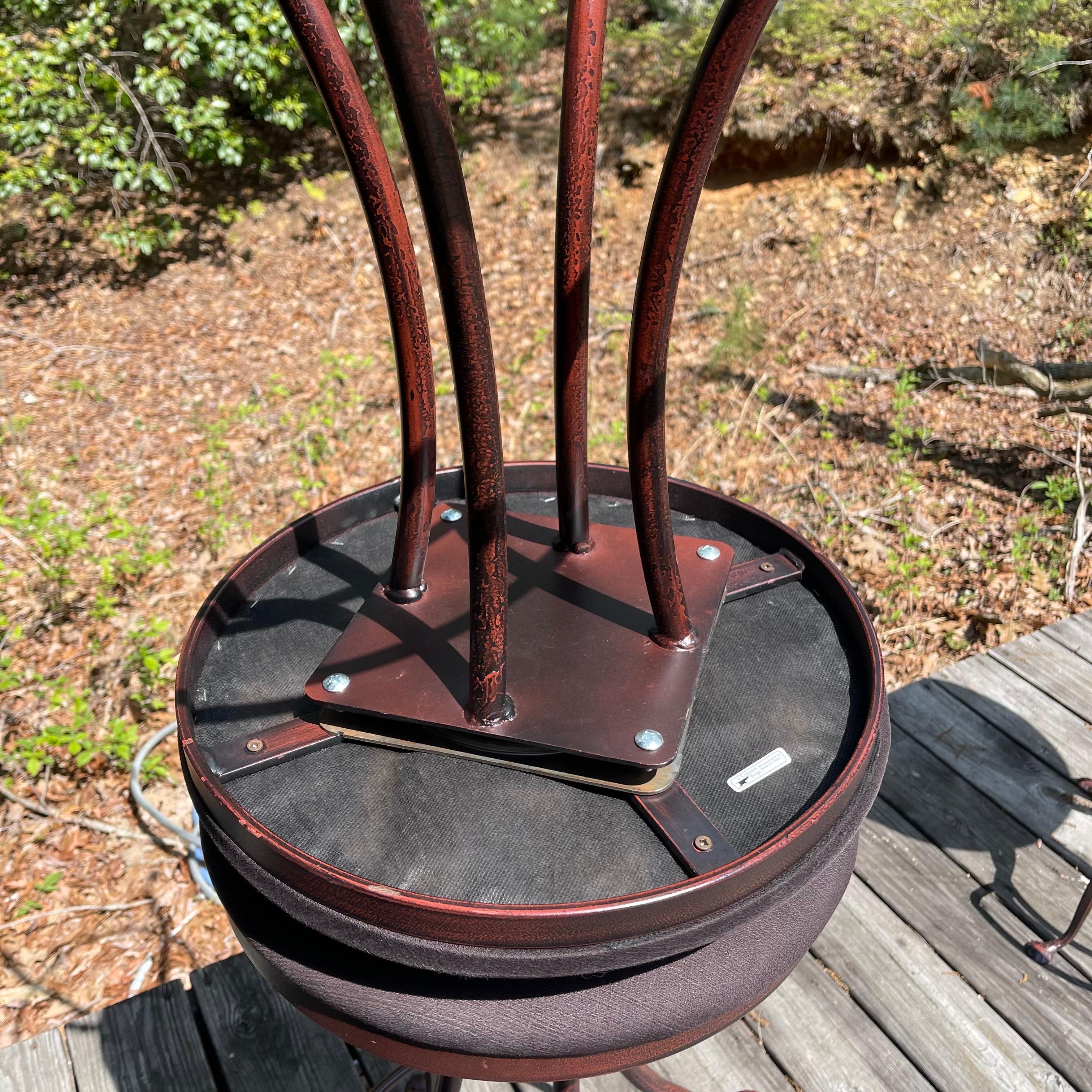 Charleston Forge Patinated Wrought Iron Swivel Counter Bar Stools, Set of 3 For Sale 9