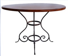 Charleston Forge Wood Dining Center Table, Wrought Iron Base