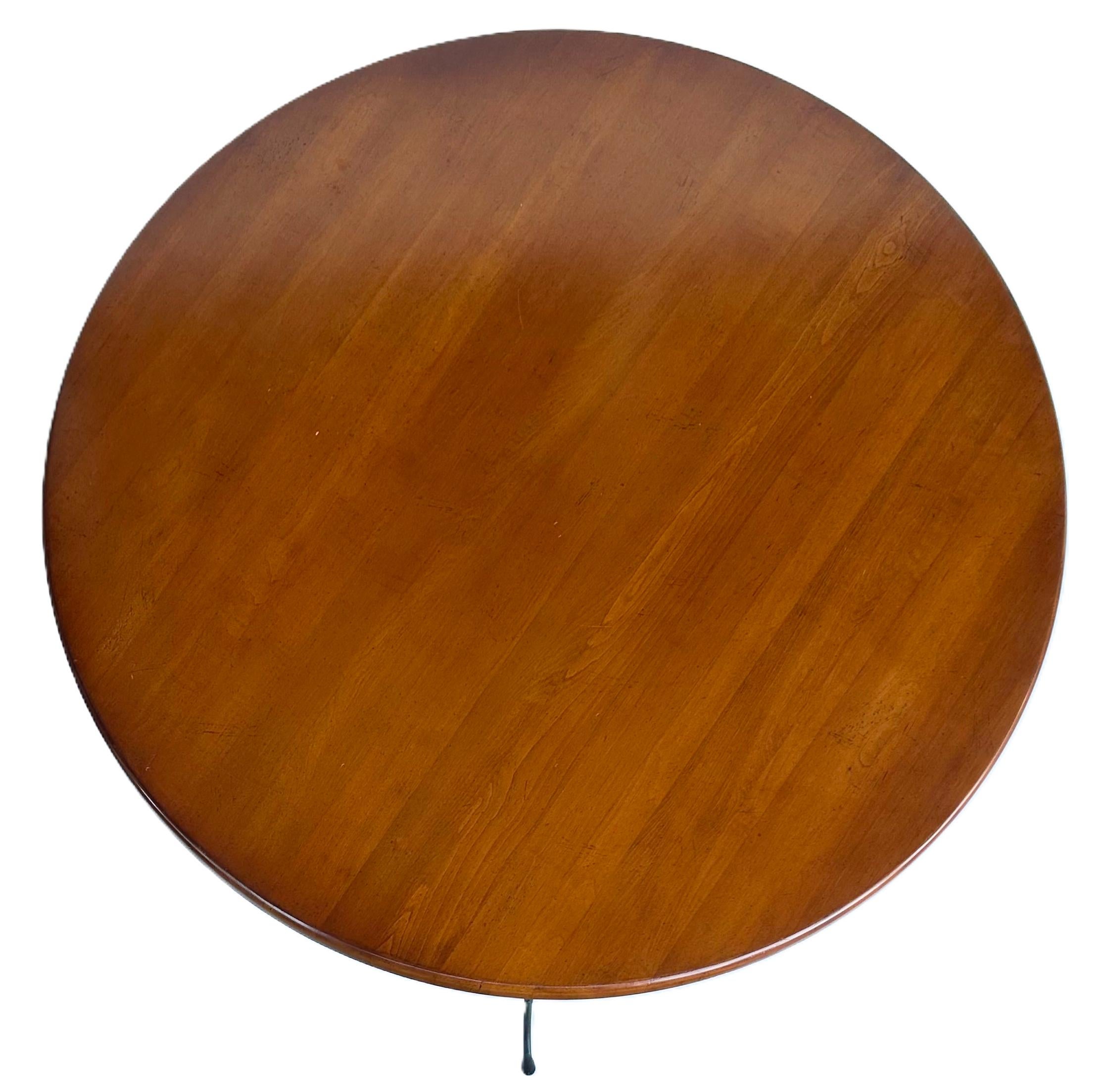 20th Century Charleston Forge Wood Dining Center Table, Wrought Iron Base For Sale