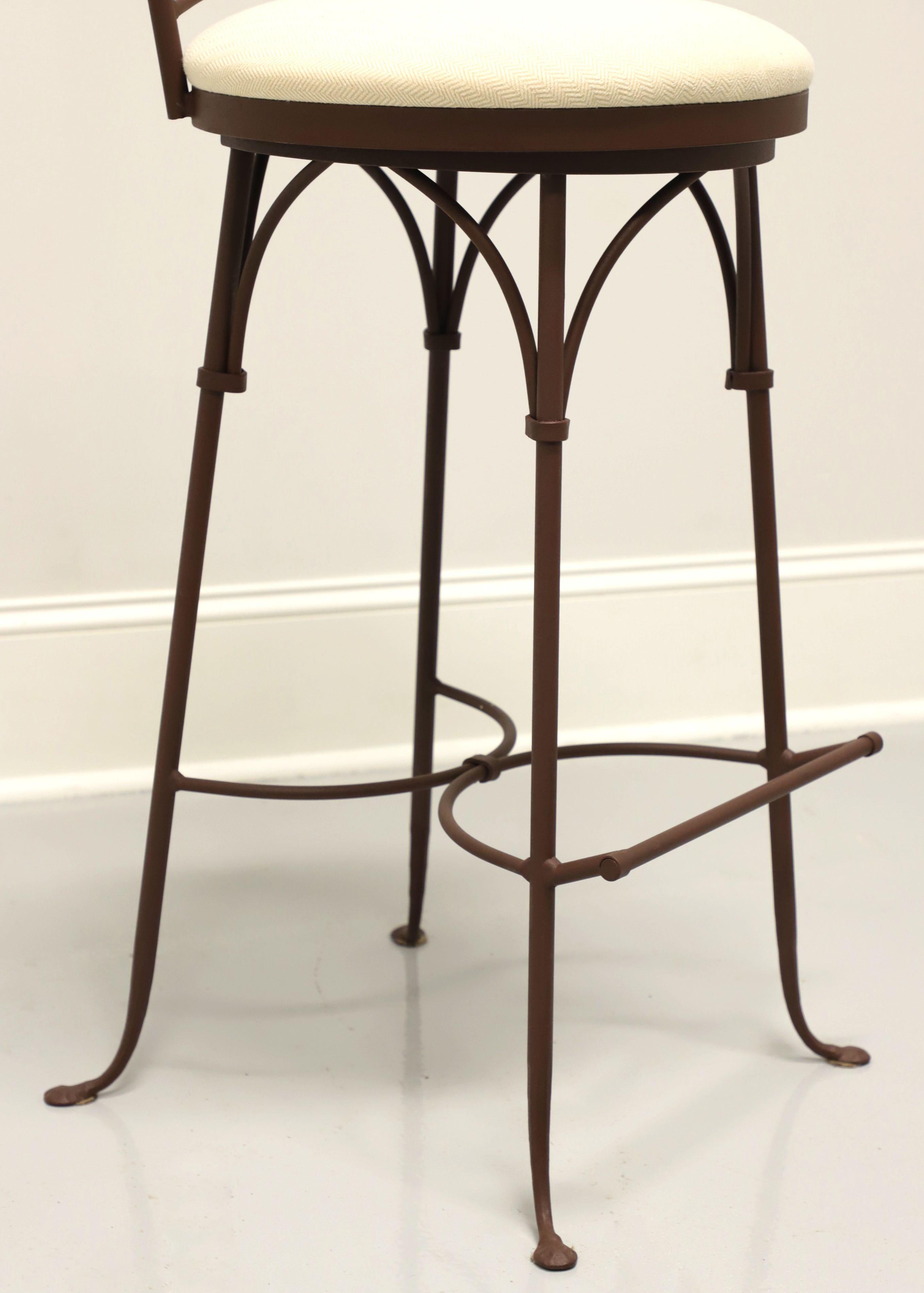CHARLESTON FORGE Wrought Iron Shaker Arch Bar Height Swivel Stools - Pair A In Good Condition In Charlotte, NC