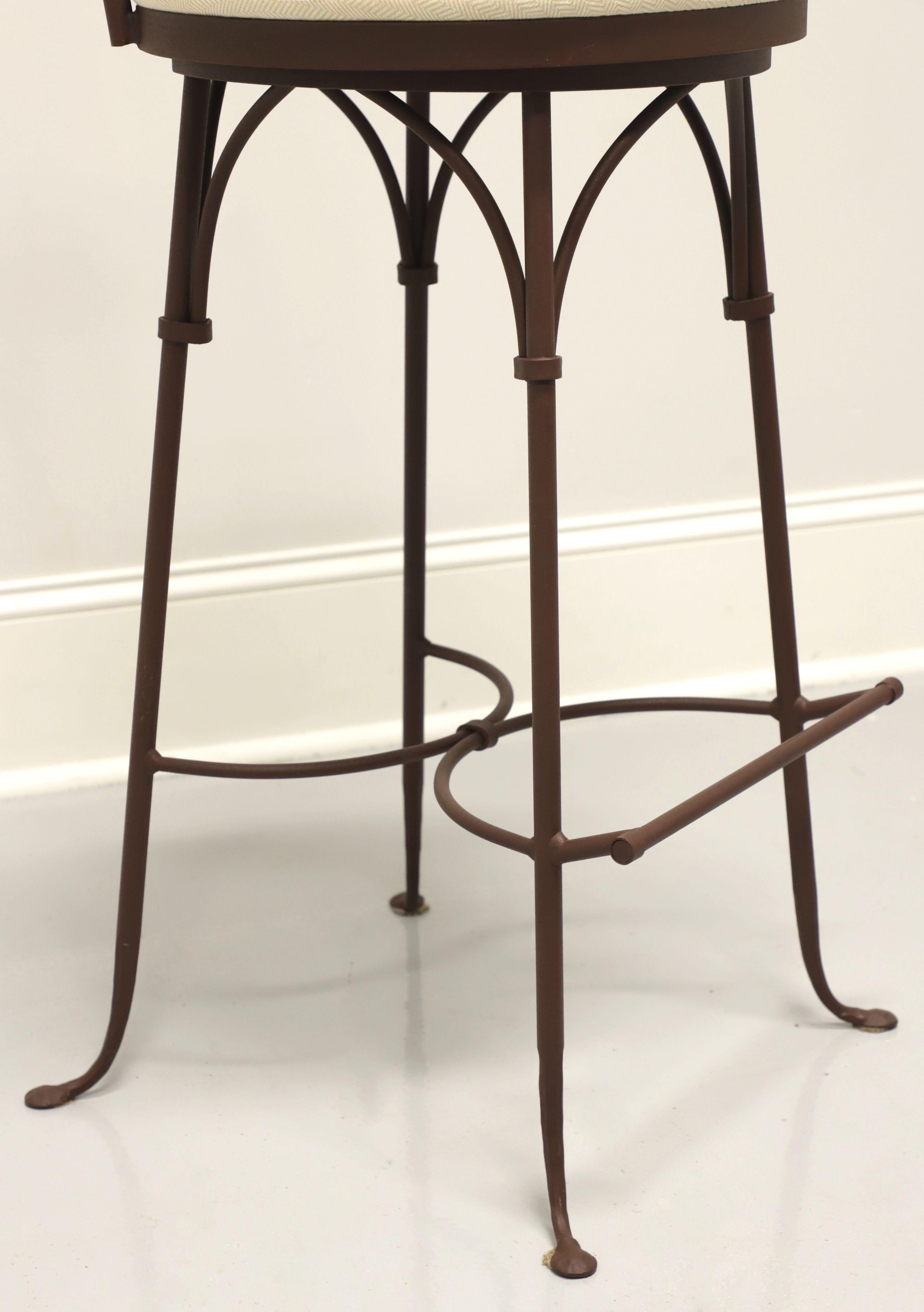 Contemporary CHARLESTON FORGE Wrought Iron Shaker Arch Bar Height Swivel Stools - Pair B For Sale