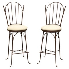 CHARLESTON FORGE Wrought Iron Shaker Arch Bar Height Swivel Stools - Pair A