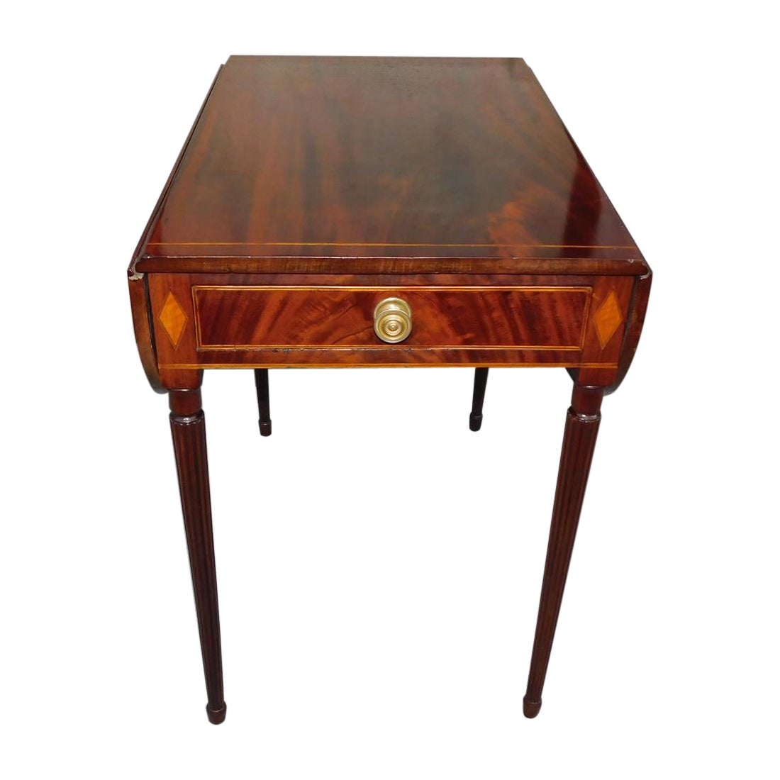 Table Pembroke en acajou Charleston à incrustation de diamants et à abattant, C.C. 1790 en vente