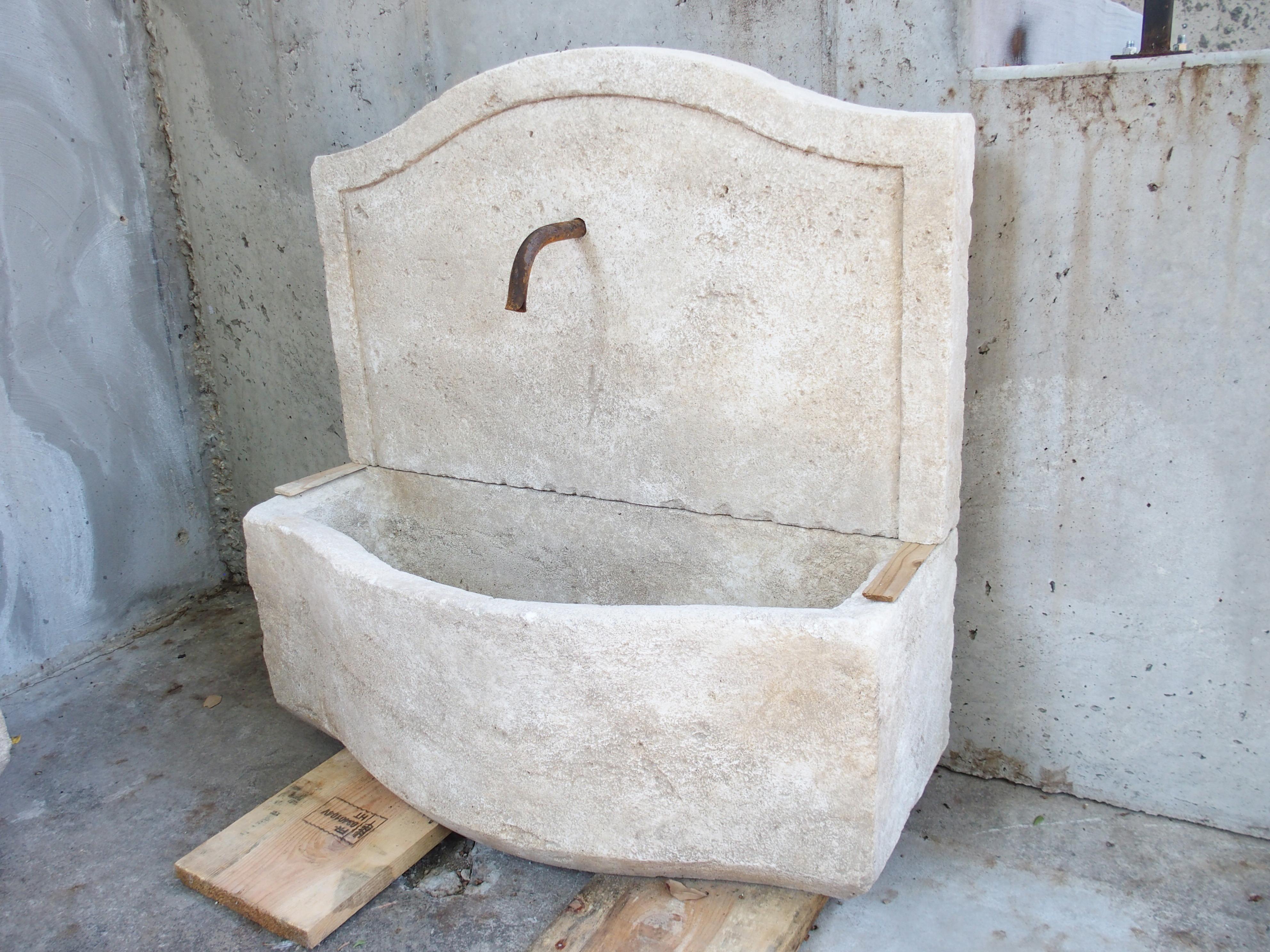 Charleval 2-Piece Limestone Wall Fountain from Provence, France For Sale 3