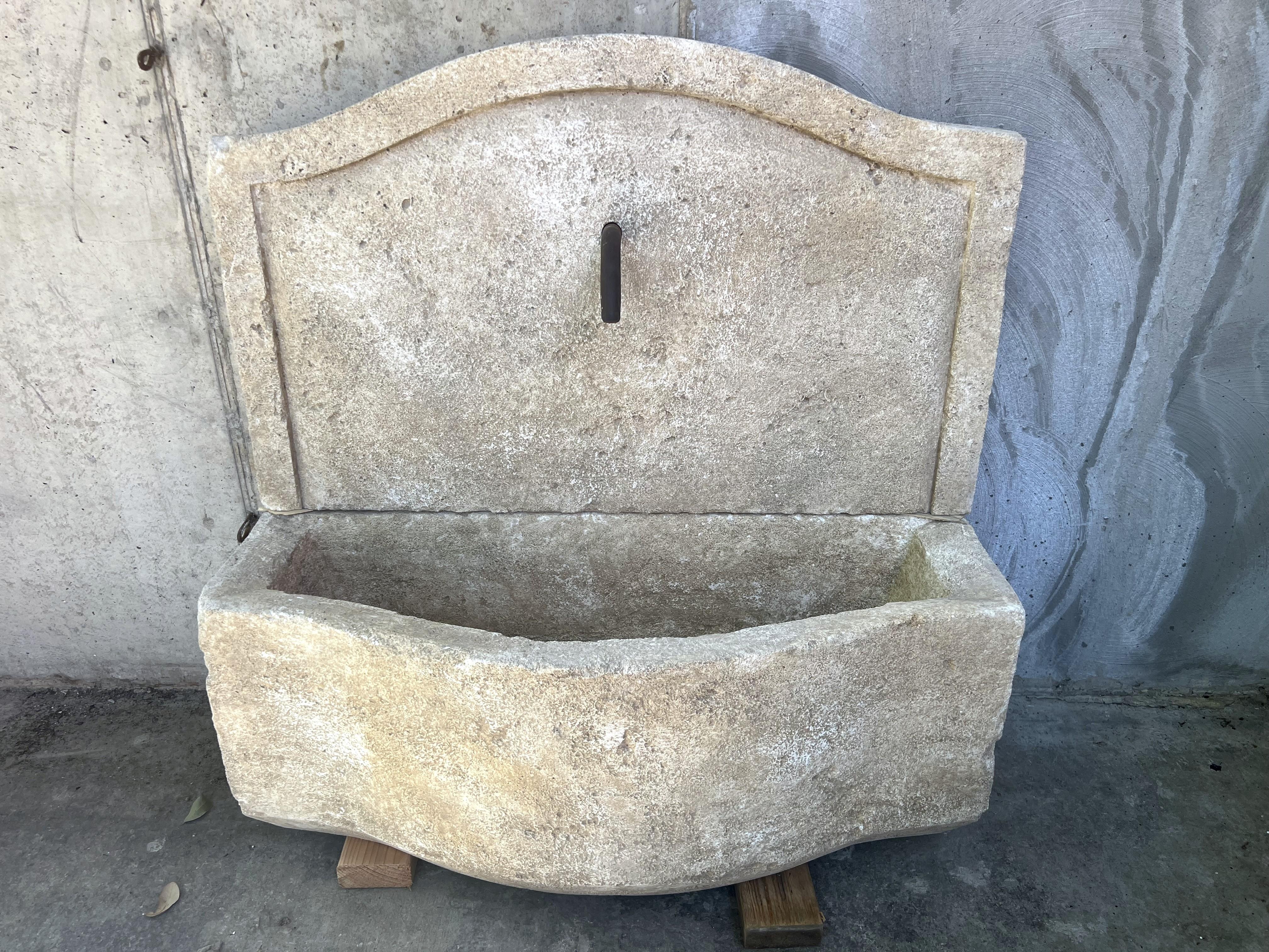Charleval 2-Piece Limestone Wall Fountain from Provence, France For Sale 5