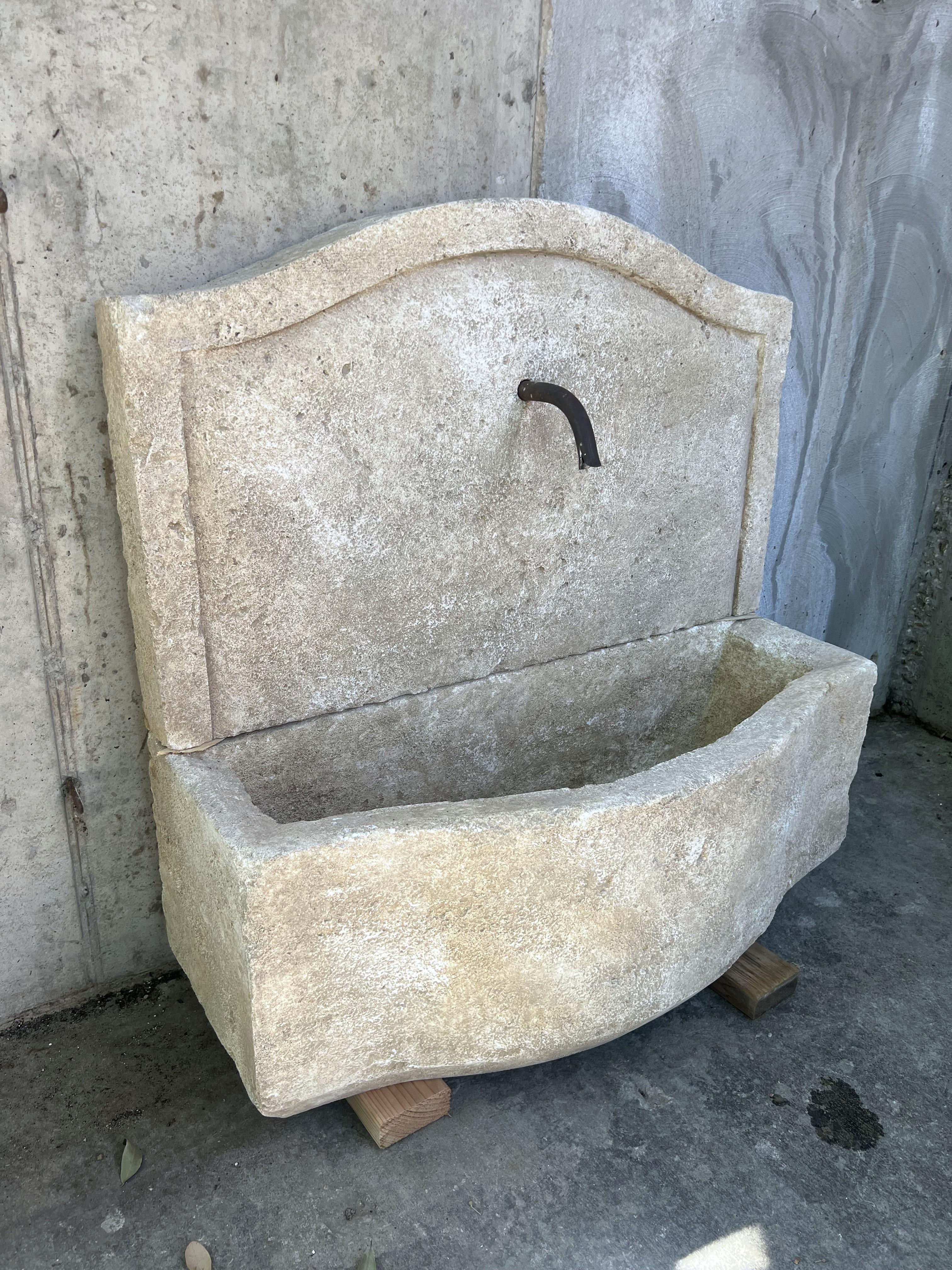 Charleval 2-Piece Limestone Wall Fountain from Provence, France For Sale 6