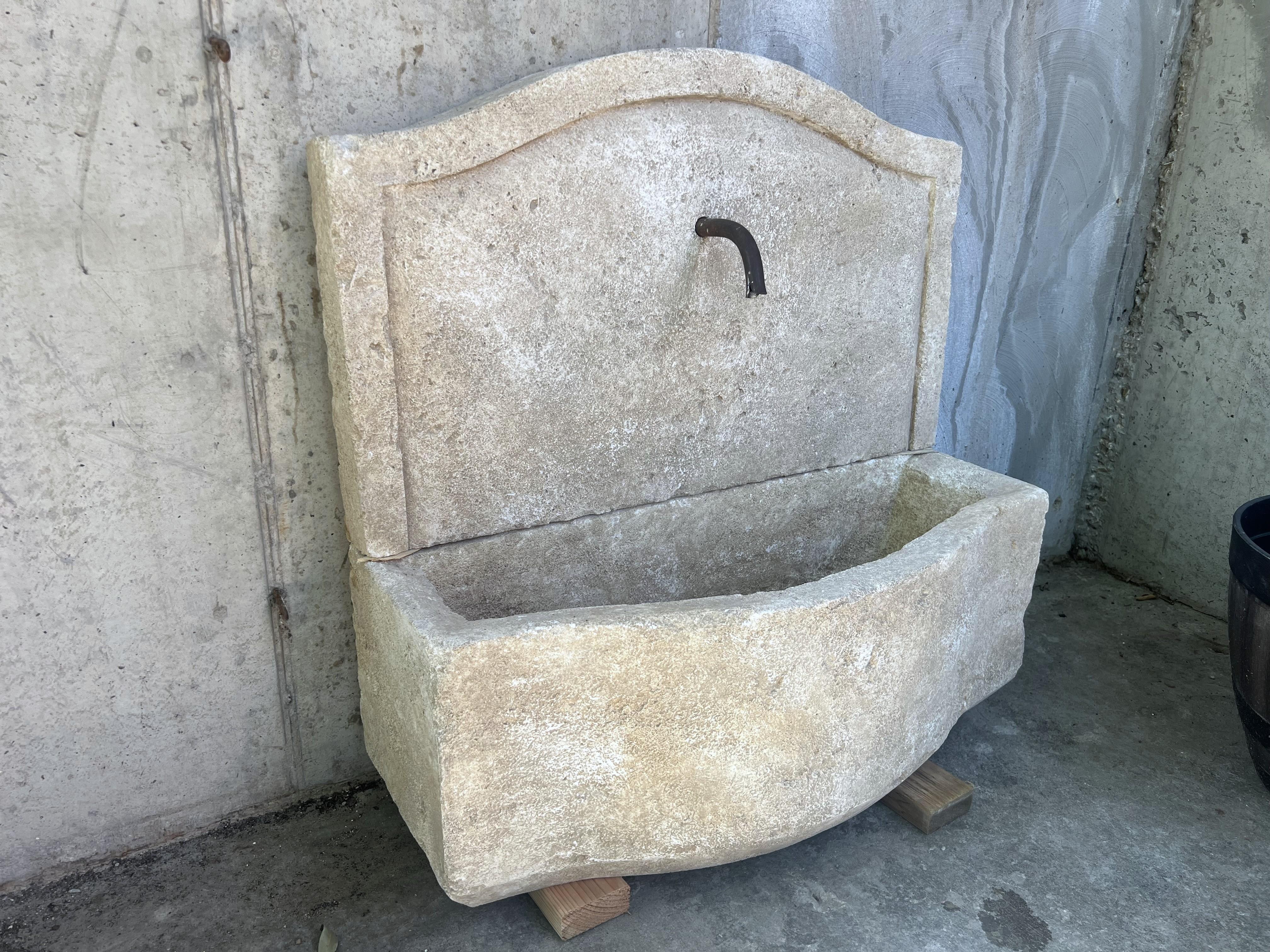 Charleval 2-Piece Limestone Wall Fountain from Provence, France For Sale 7