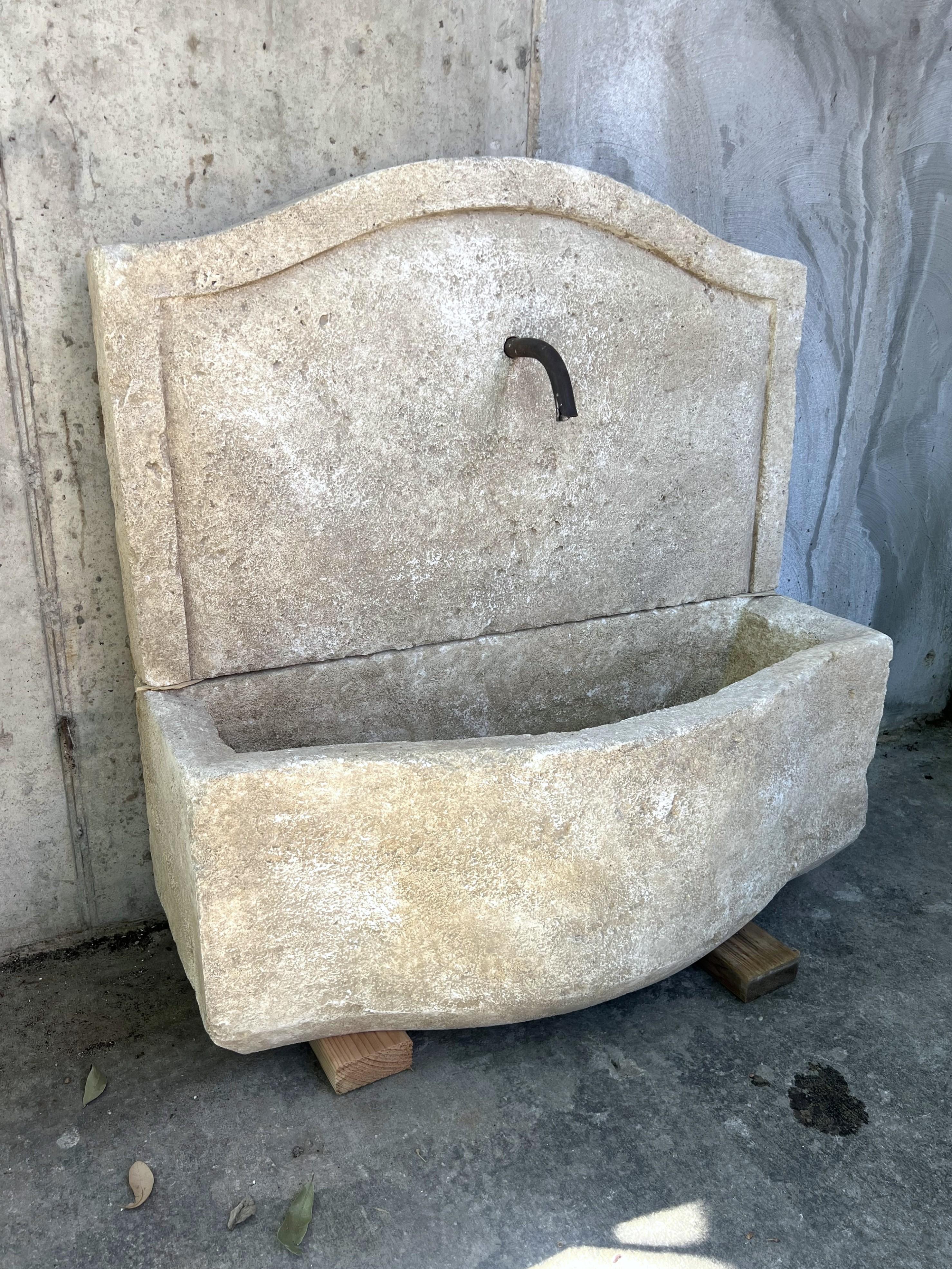French Charleval 2-Piece Limestone Wall Fountain from Provence, France For Sale