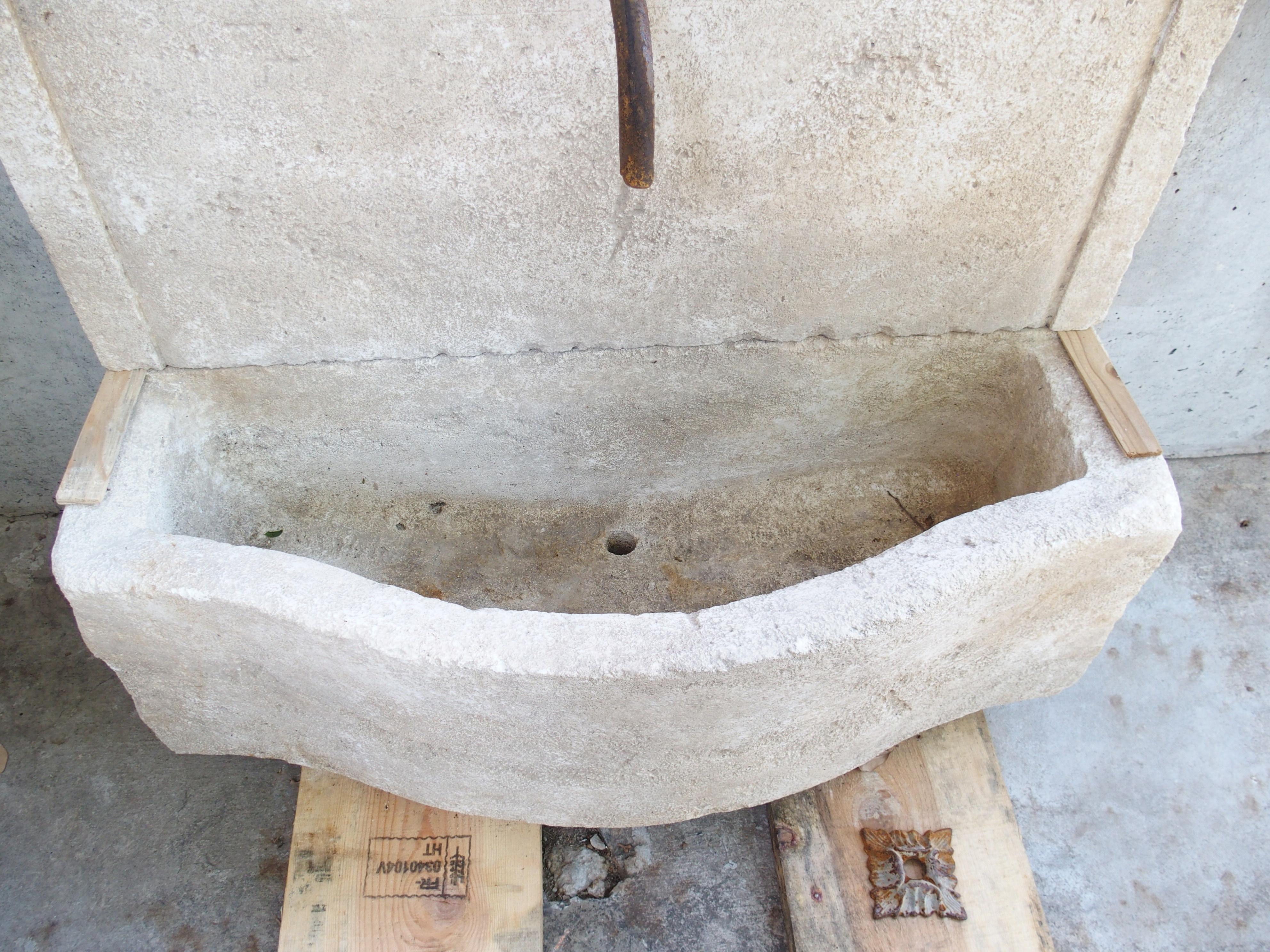 French Charleval 2-Piece Limestone Wall Fountain from Provence, France For Sale