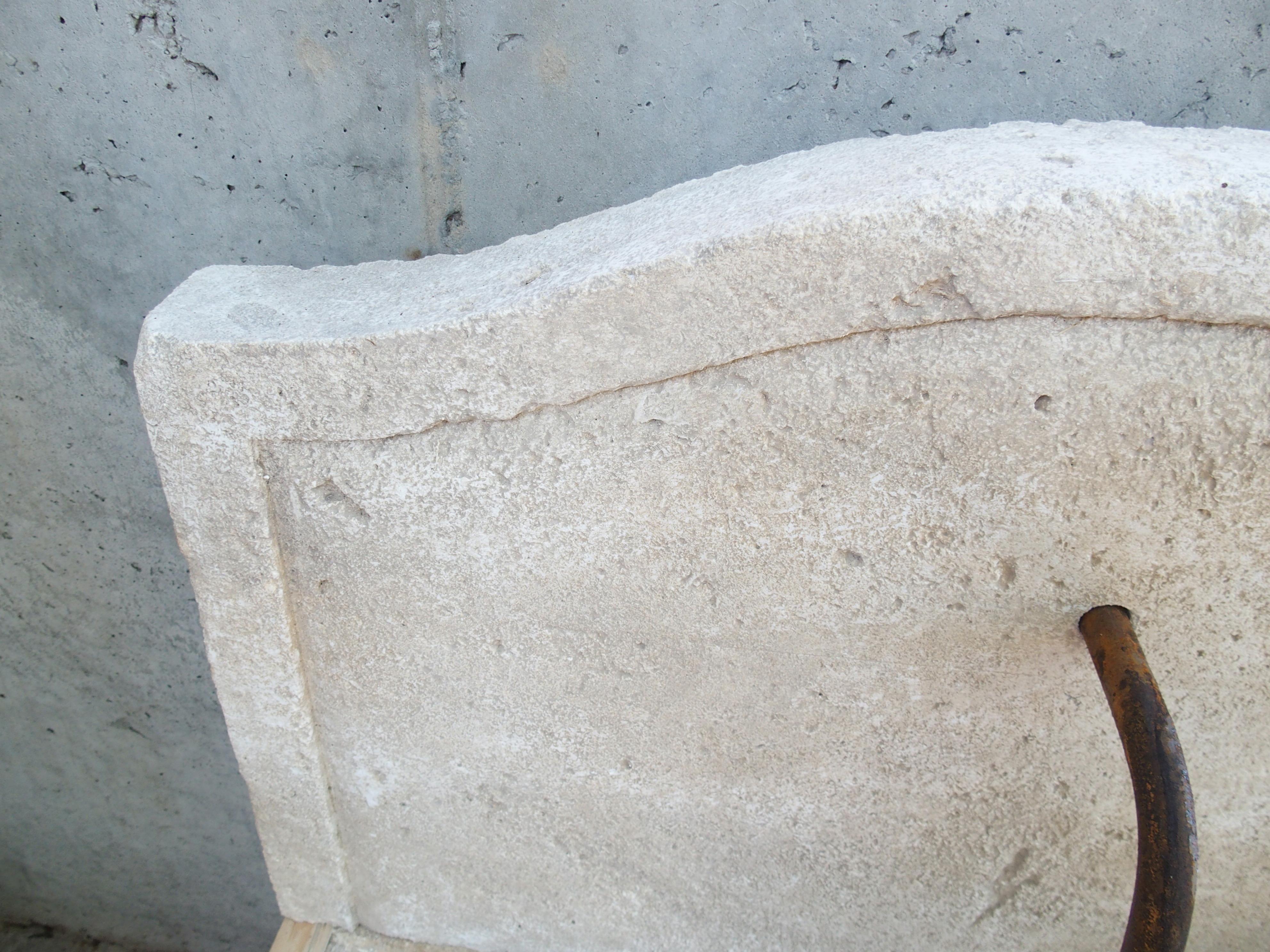Hand-Carved Charleval 2-Piece Limestone Wall Fountain from Provence, France For Sale