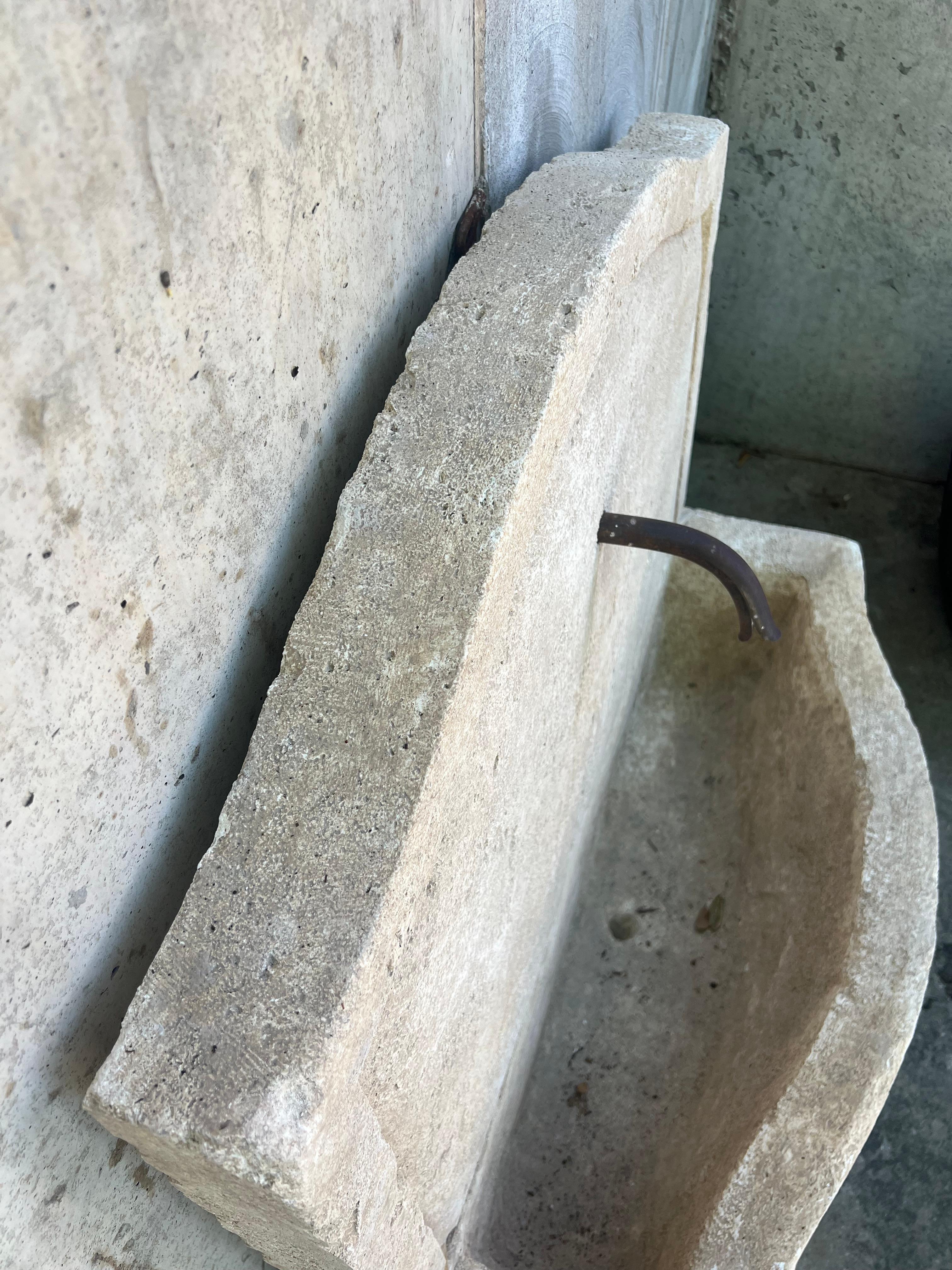 Contemporary Charleval 2-Piece Limestone Wall Fountain from Provence, France For Sale