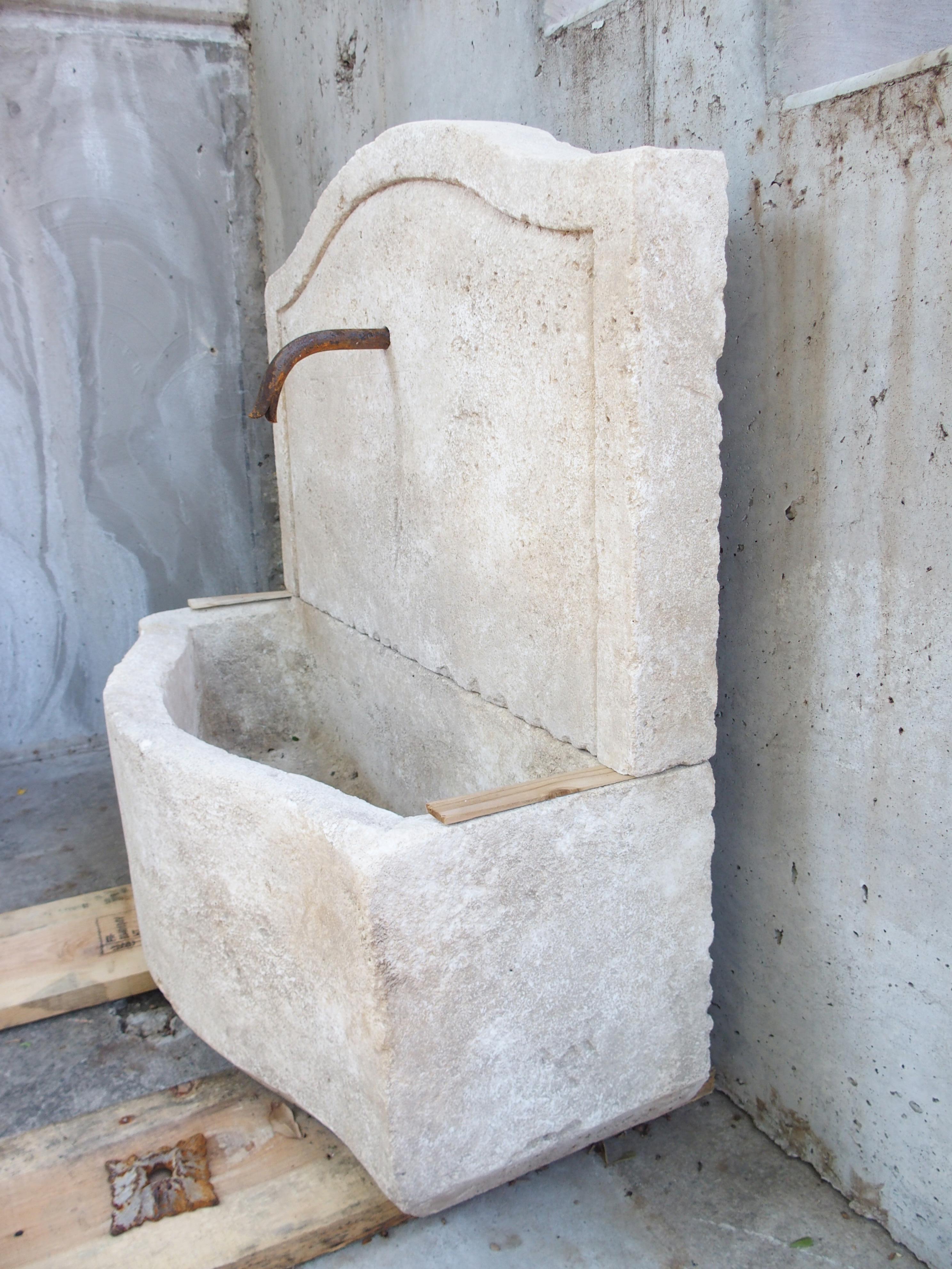 Contemporary Charleval 2-Piece Limestone Wall Fountain from Provence, France For Sale