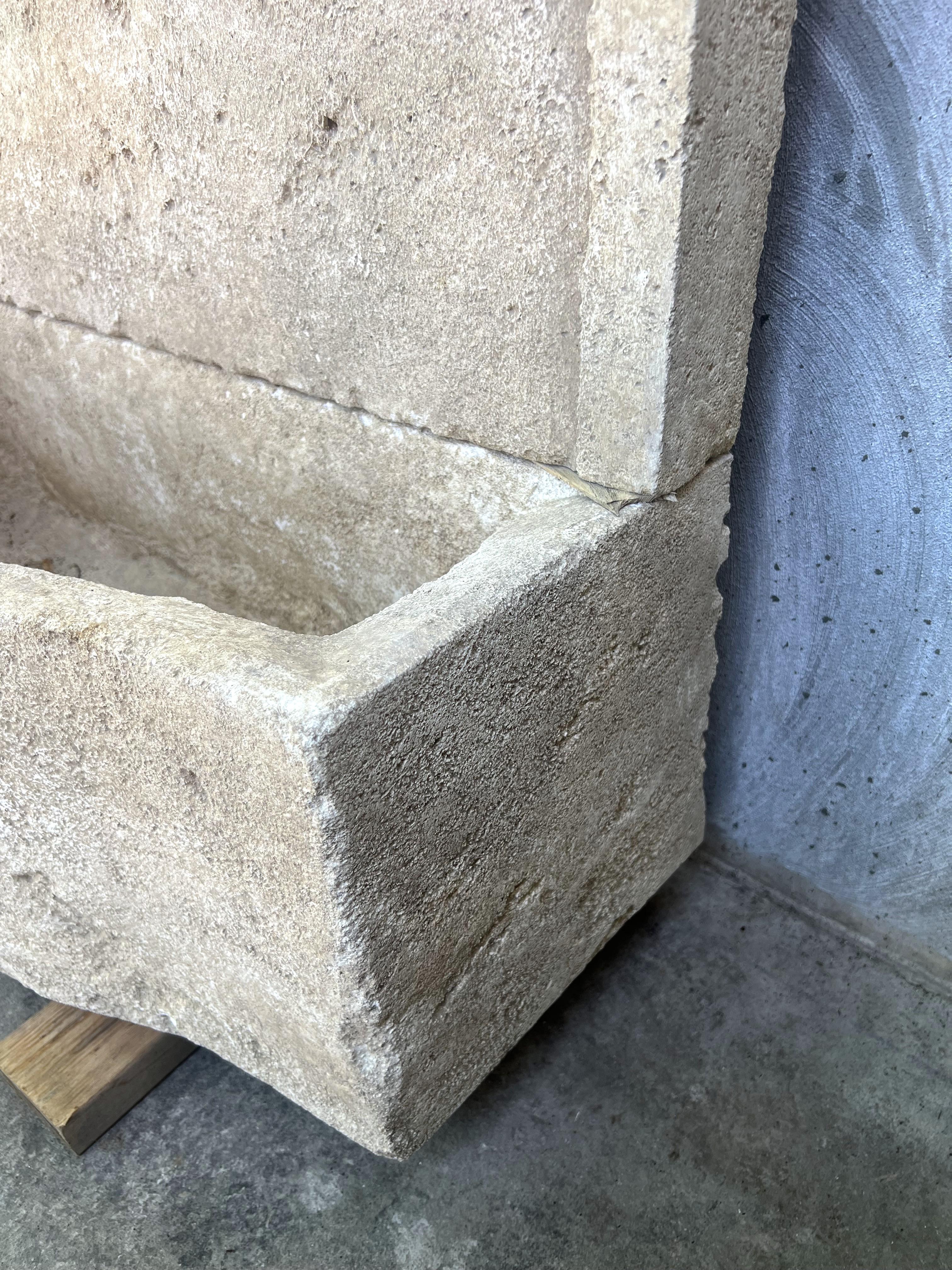 Charleval 2-Piece Limestone Wall Fountain from Provence, France For Sale 1