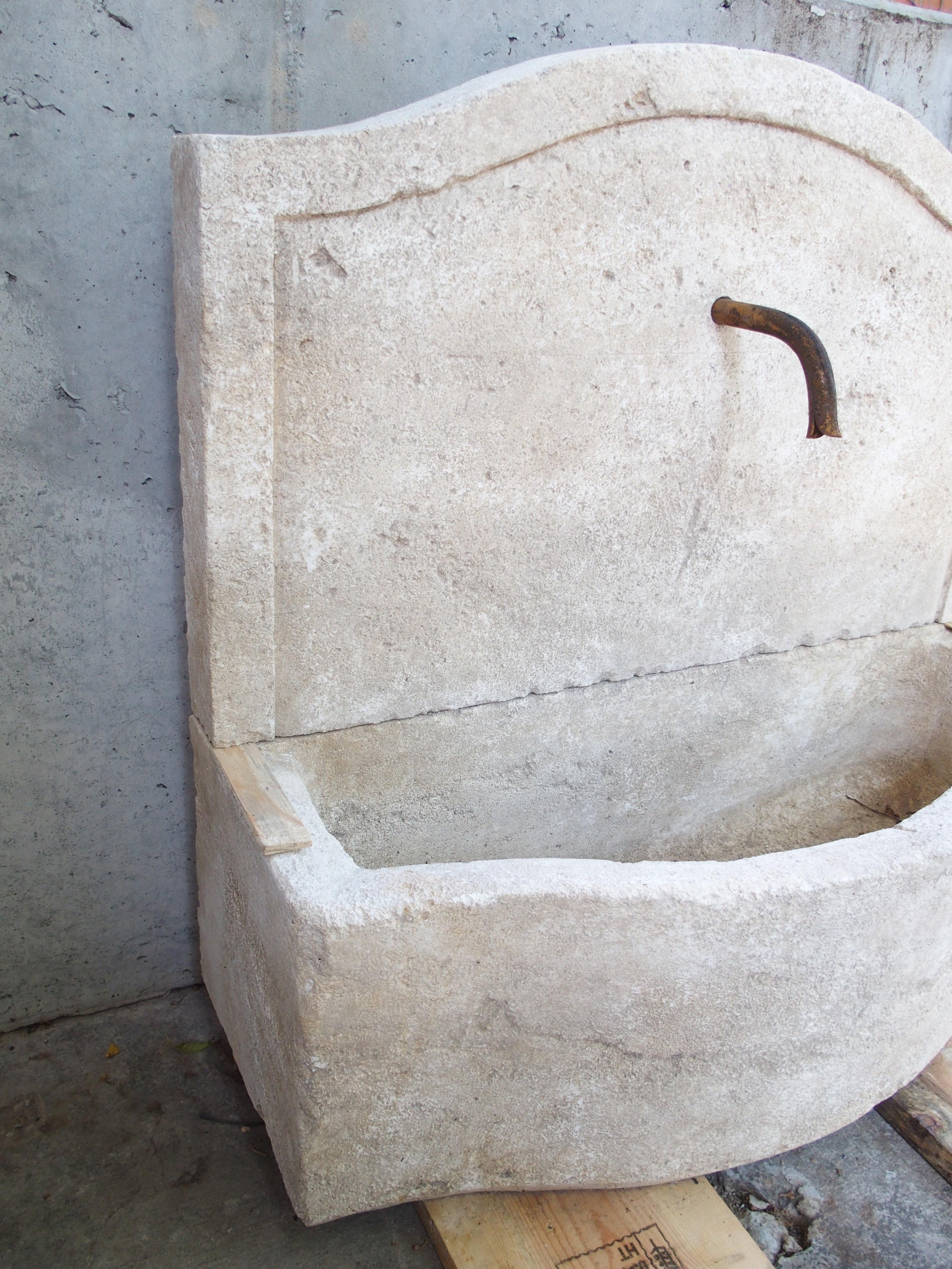 Charleval 2-Piece Limestone Wall Fountain from Provence, France For Sale 2