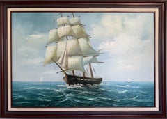 Charley - Original Marine Oil Painting Tall Ship on Open Sea Nautical Seascape