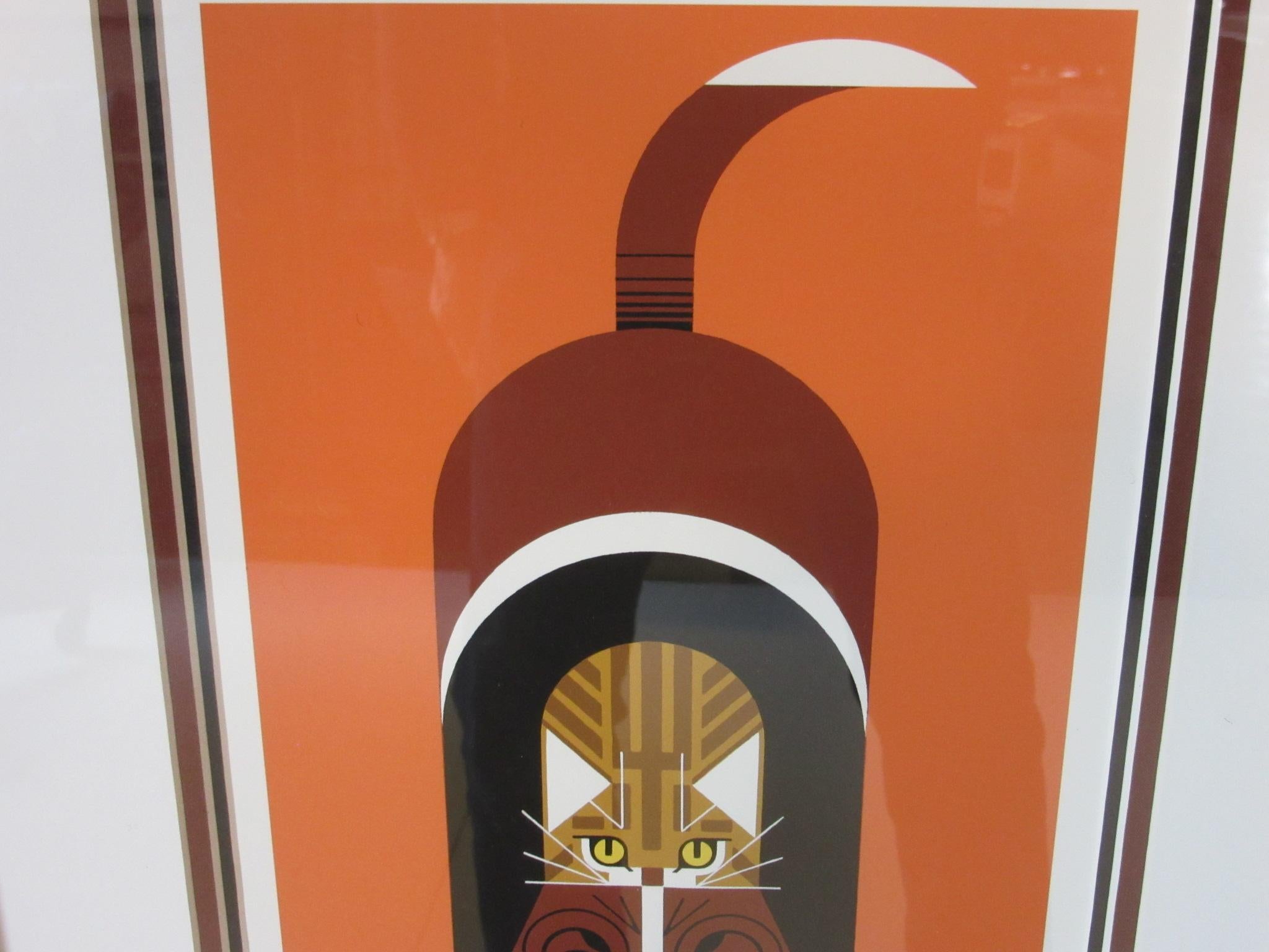 Mid-Century Modern Charley Harper Midcentury Dog and Cat Serigraph Signed Limited Edition