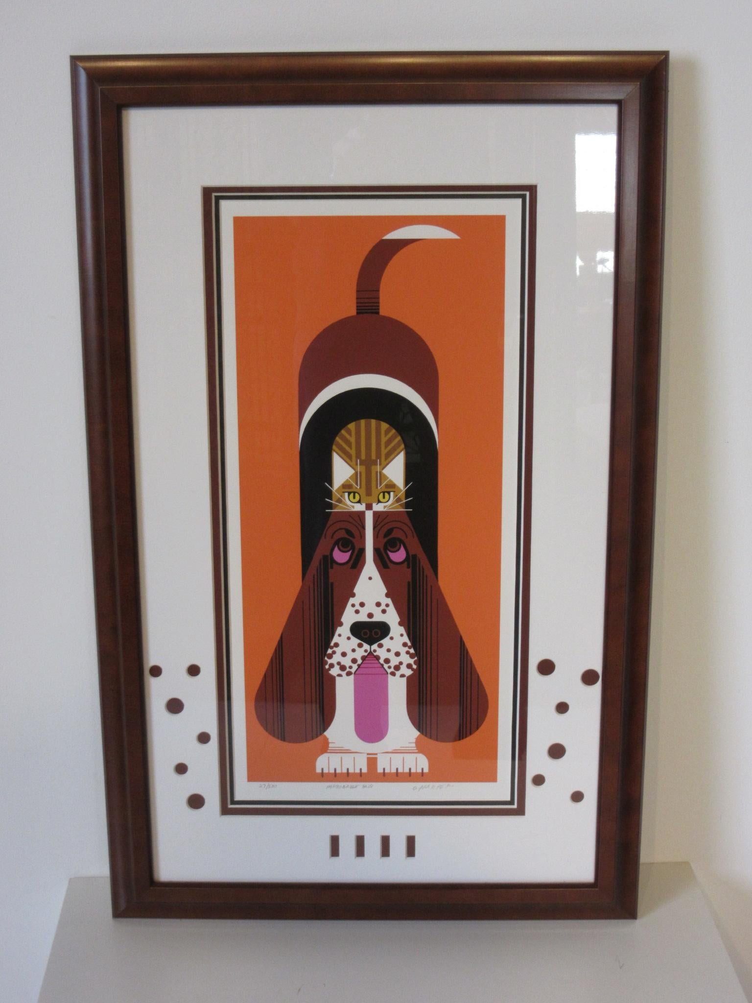 Charley Harper Midcentury Dog and Cat Serigraph Signed Limited Edition 1