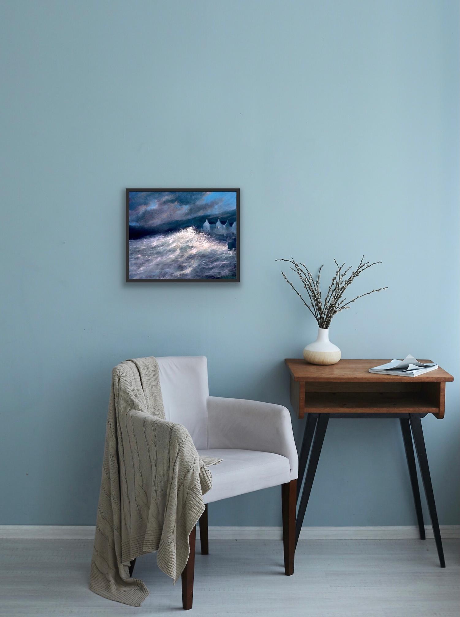 Grande vague - Bleu Landscape Painting par Charlie Baird
