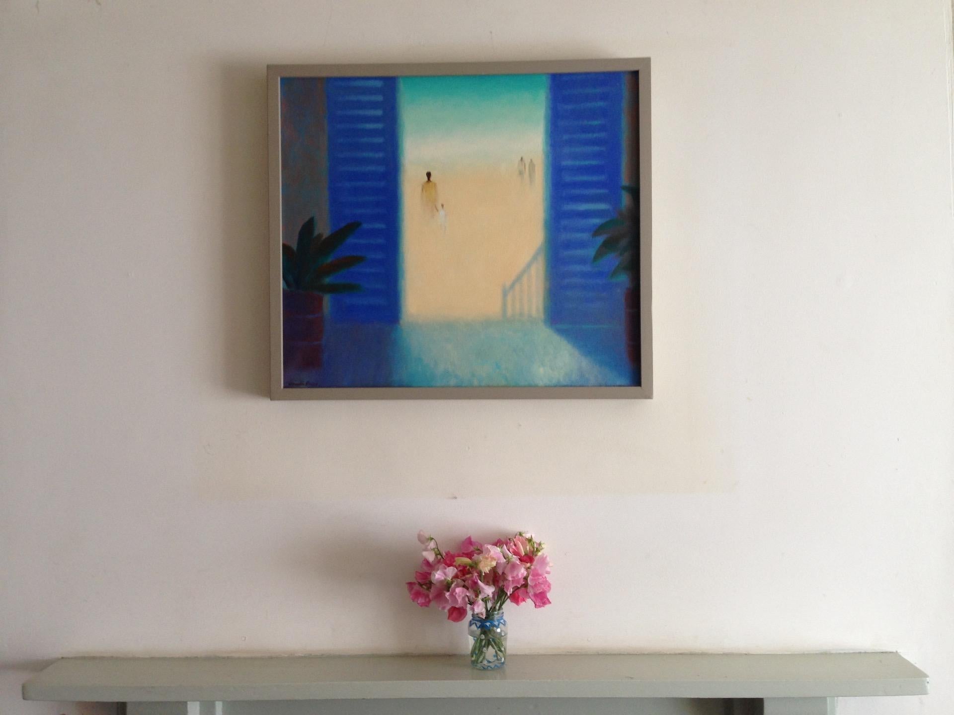 Charlie Baird, Blue Shutters, Original Painting, Caribbean Art, Affordable Art For Sale 1