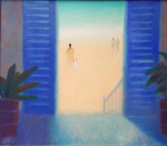 Charlie Baird, Blue Shutters, peinture d'origine, art des Caraïbes, art abordable