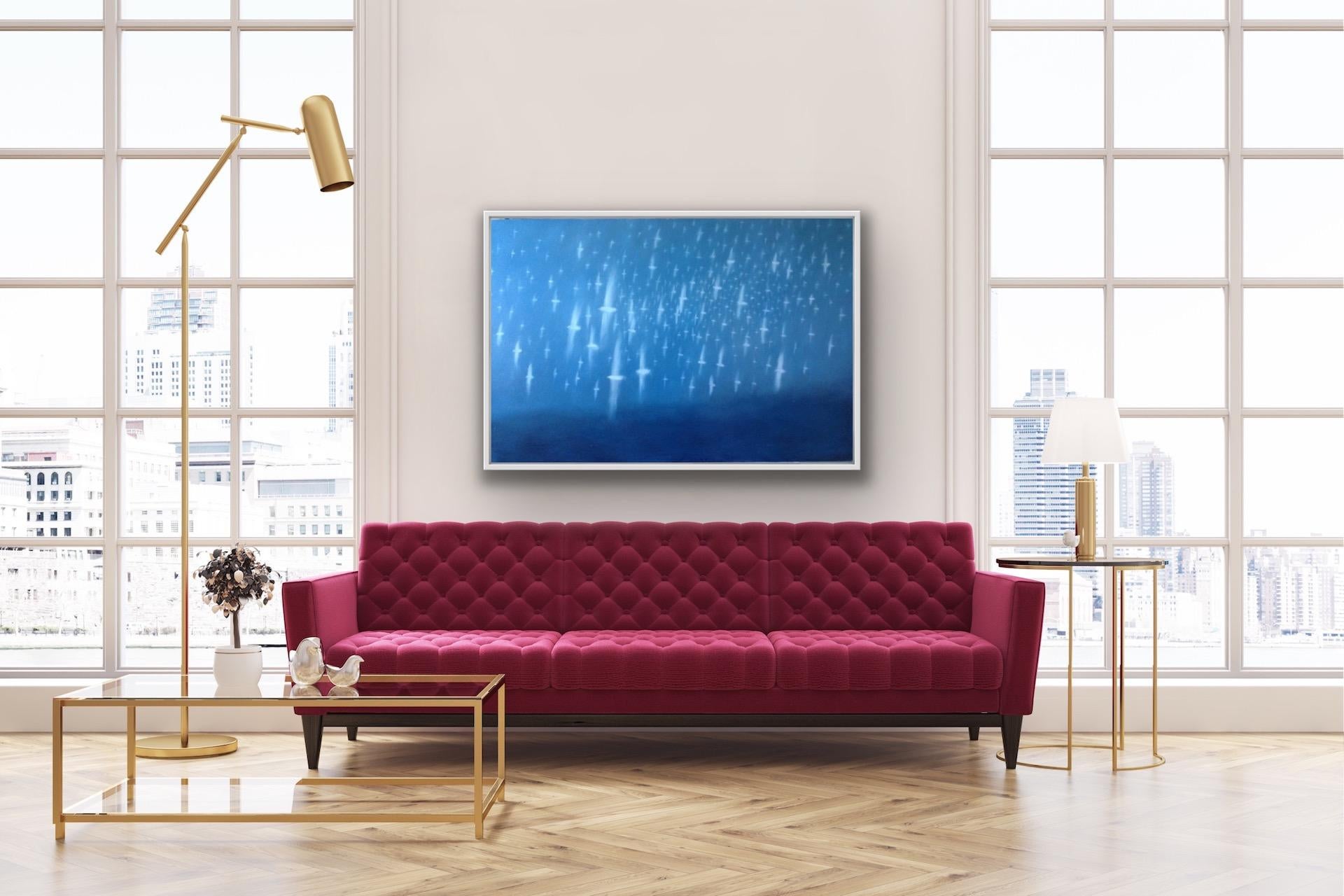 Charlie Baird 
Migration 
Original Painting
Canvas Size: H 81cm x W 122cm
Sold Unframed
(Please note that in situ images are purely an indication of how a piece may look).

Migration is an abstract /figurative seascape with birds and sea Inspired by