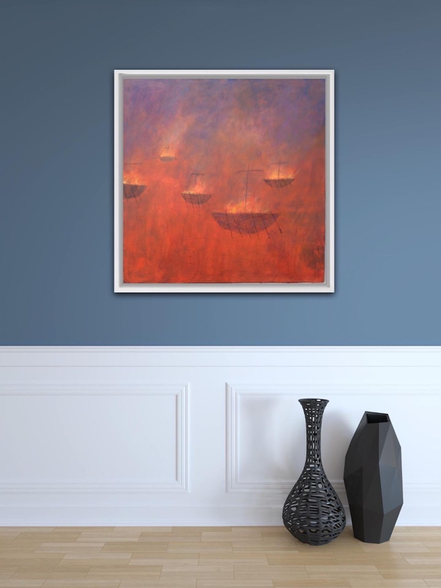 Charlie Baird, Votive Boats, Original Painting, Seascape Art, Affordable Art 4