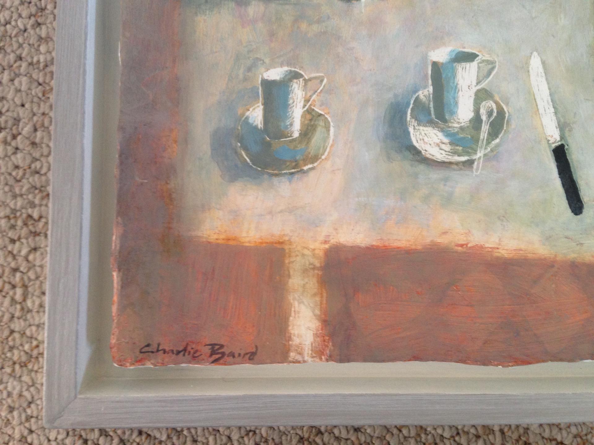 Kaffeekanne und Birnen, Charlie Baird, Original zeitgenössisches Gemälde in Mischtechnik im Angebot 2