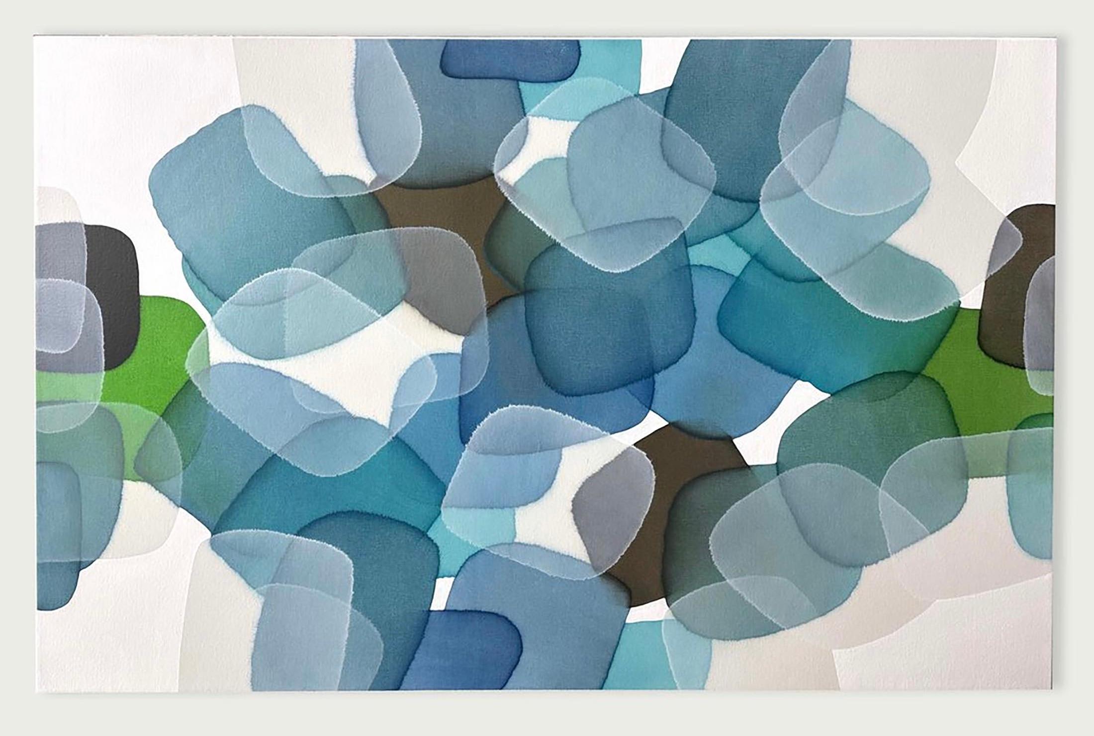Tierra, Agua, Piedra - Abstract Painting Gris de Charlie Bluett
