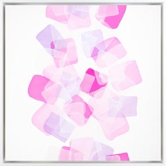 "Life is a Bed of Roses" Pink and White Sea Glass Inspired Abstract