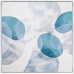 "Moment To Myself" Transparent Sea Glass Inspired Abstract with Blues 