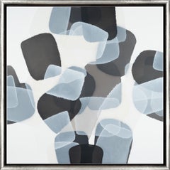 "Stand Your Ground" Black, White and Gray Sea Glass Inspired Abstract Painting