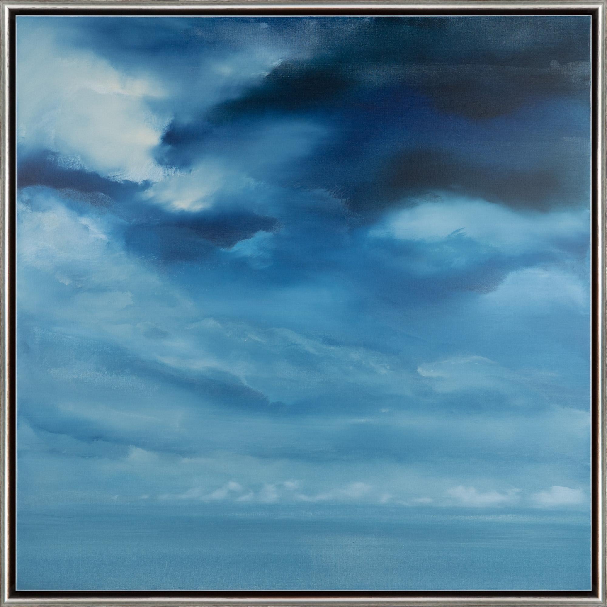 Charlie Bluett Landscape Painting - "Up To The Light" Cloudscape Sky Waterscape, Framed Acrylic on Canvas Painting