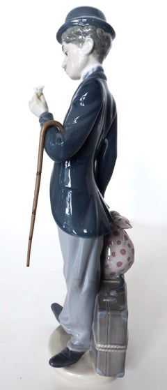 Charlie Chaplain Porcelain by Lladro, Spain Authentic With Orig Box & Cane C1984