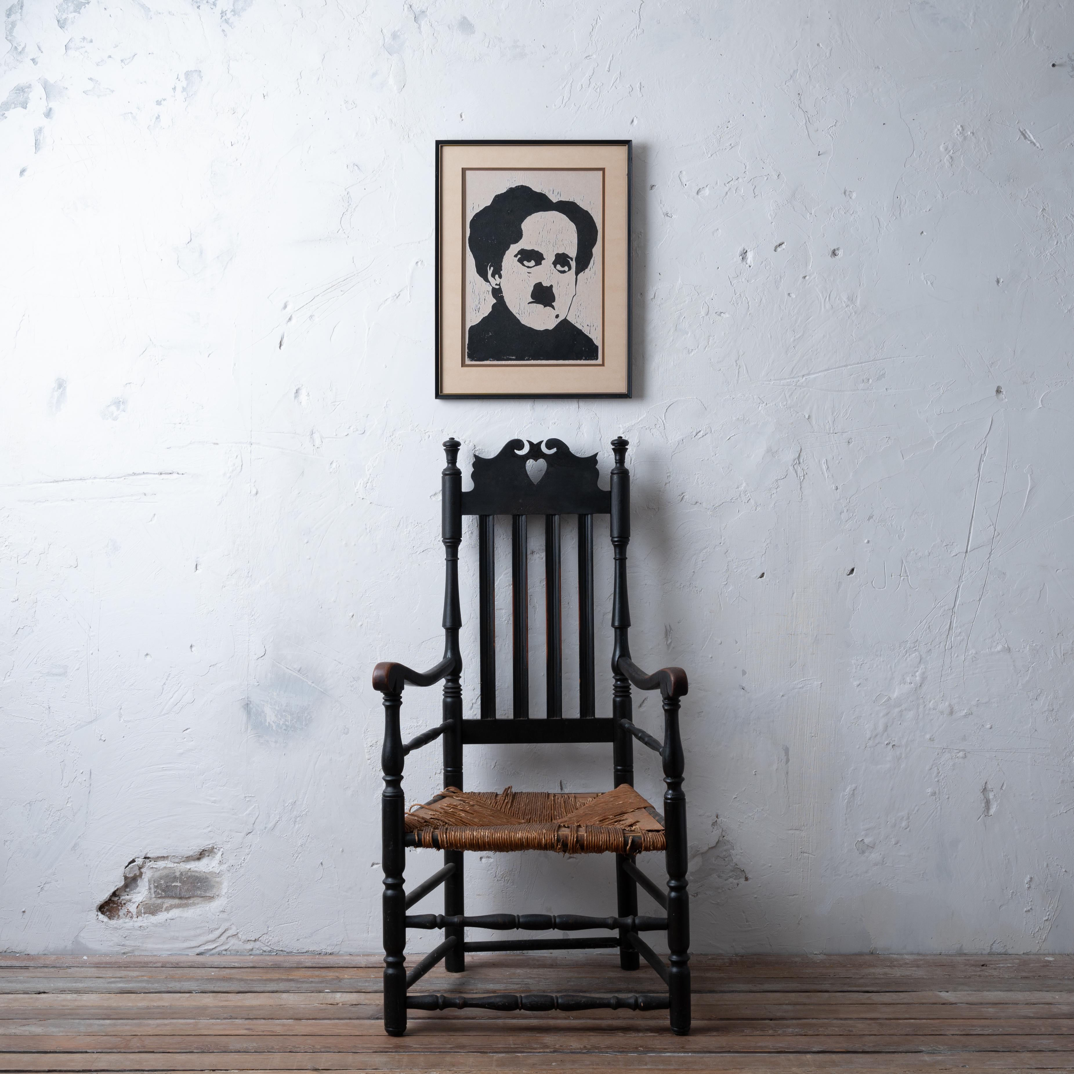 Mid-Century Modern Charlie Chaplin Block Print For Sale