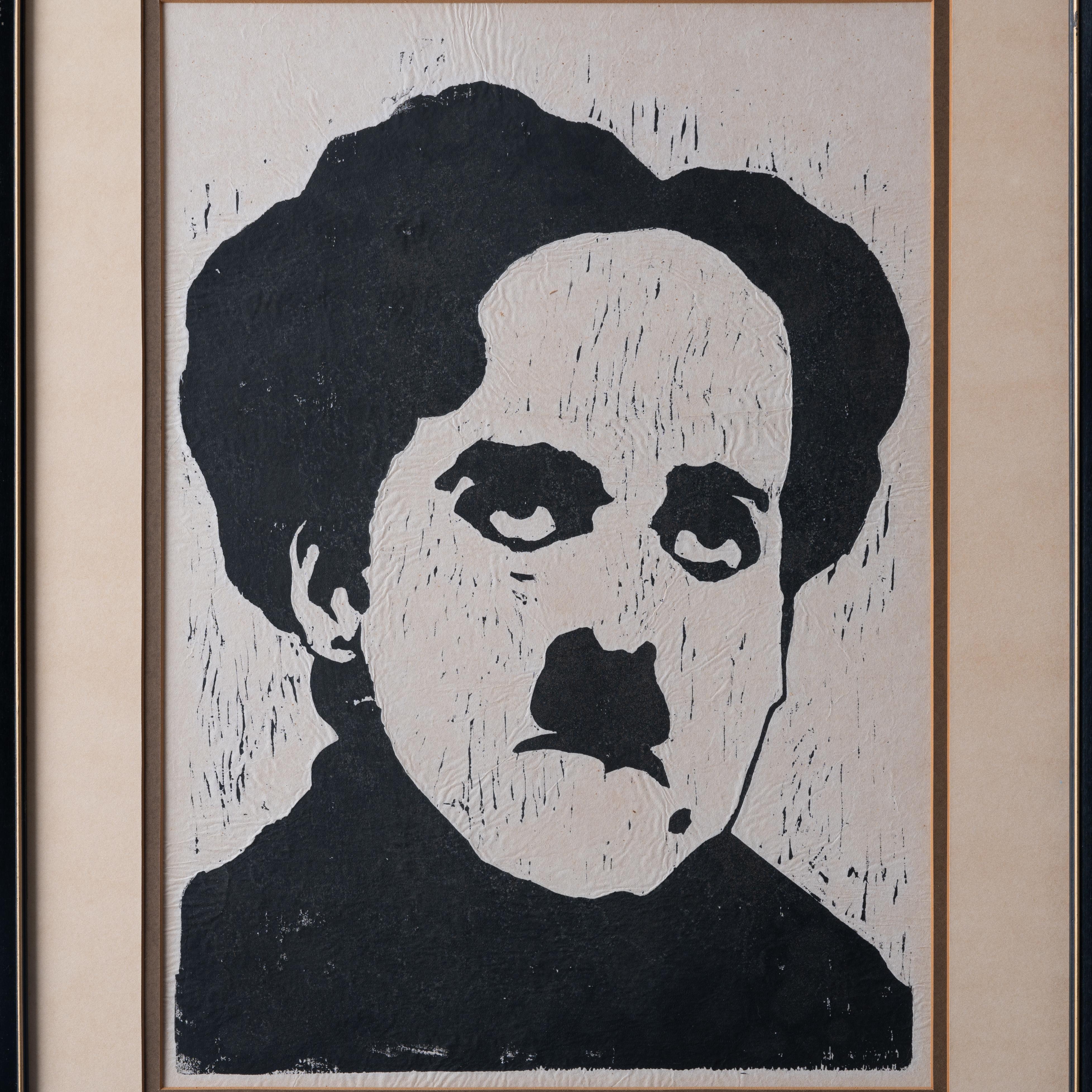 American Charlie Chaplin Block Print For Sale