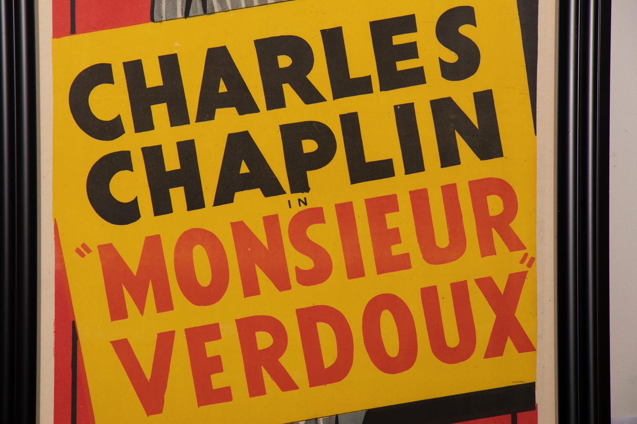 Vintage Charlie Chaplin poster for Monsieur Verdoux.
Newly framed.
Measures: H 160 cm, W 59 cm, D 4 cm
British, circa 1947.