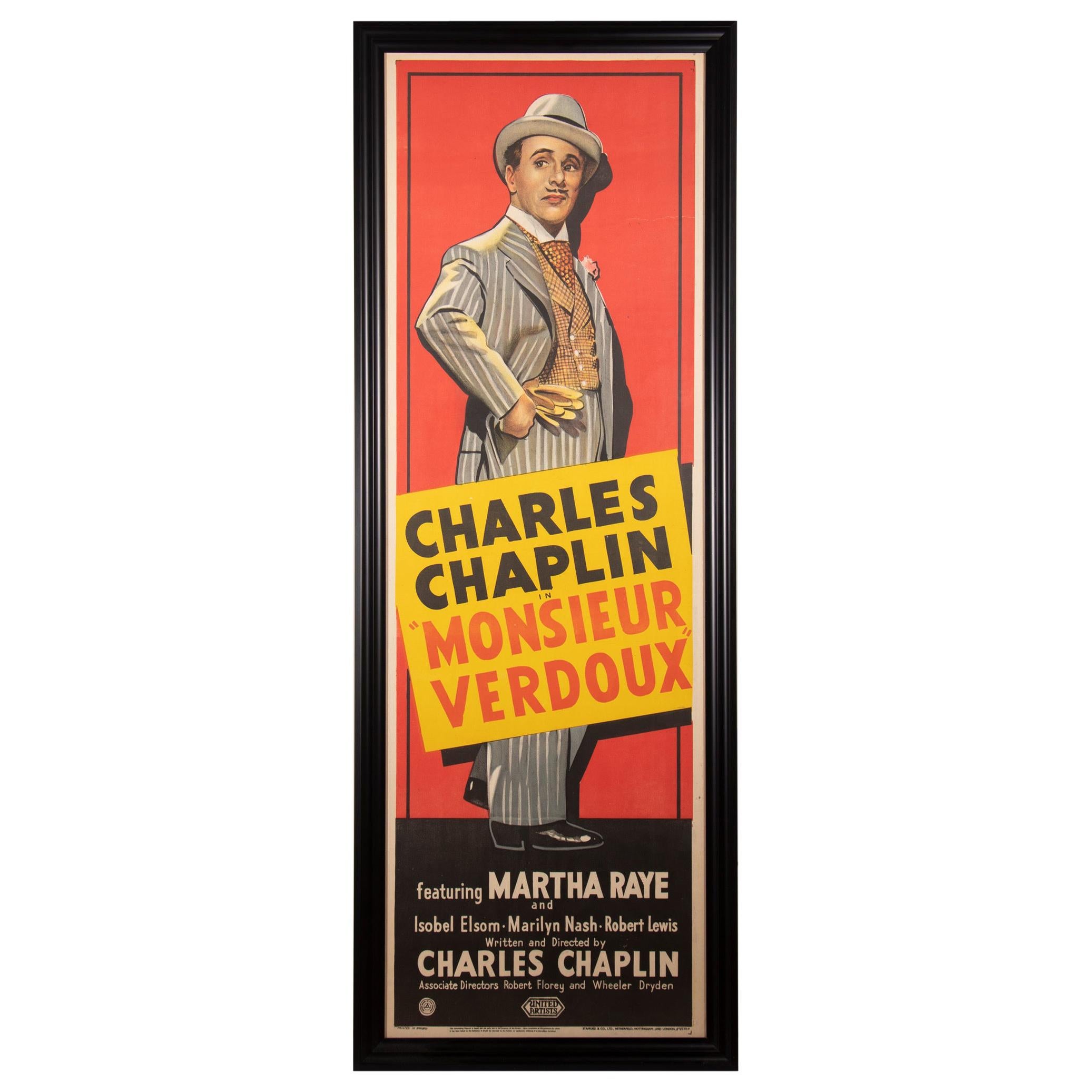 Charlie Chaplin Poster Monsieur Verdoux, circa 1947 For Sale