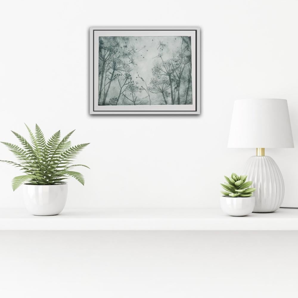 Caught on a Breeze #1 – Green - Gray Landscape Print by Charlie Davies