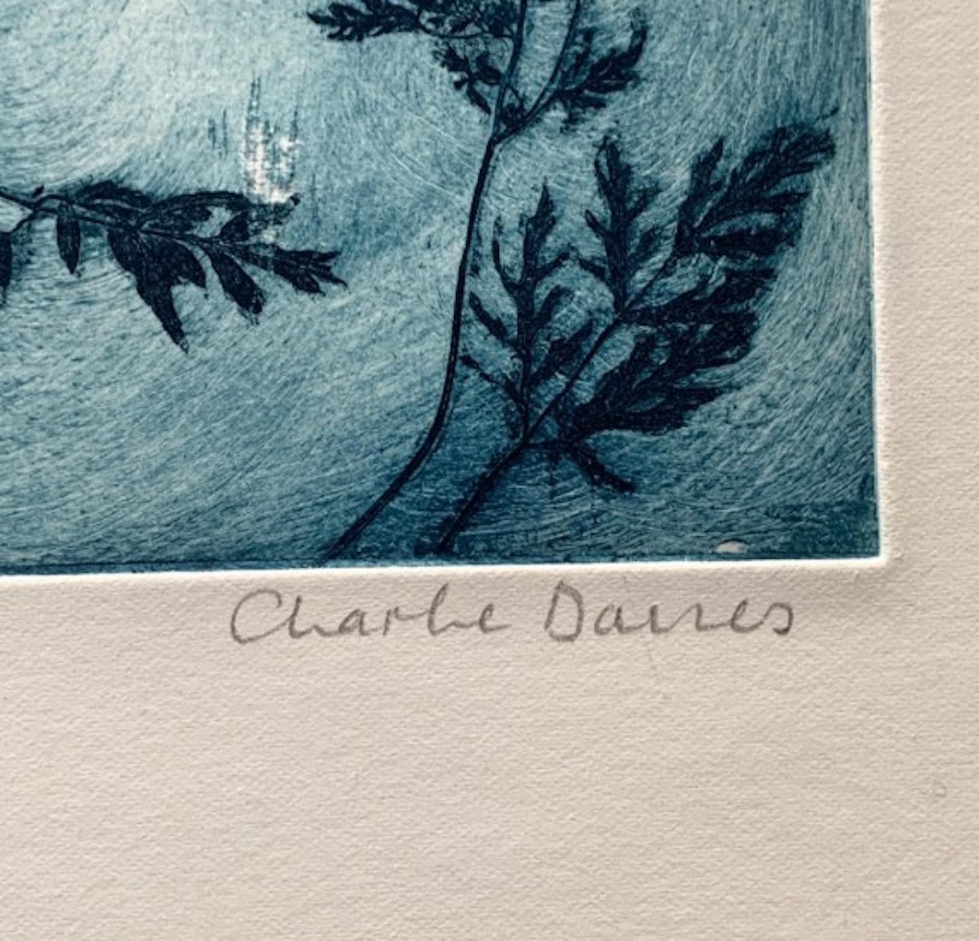 Delicate Cowparsley, Limited Edition Etching Print, Blue Floral art, Real Flower For Sale 3