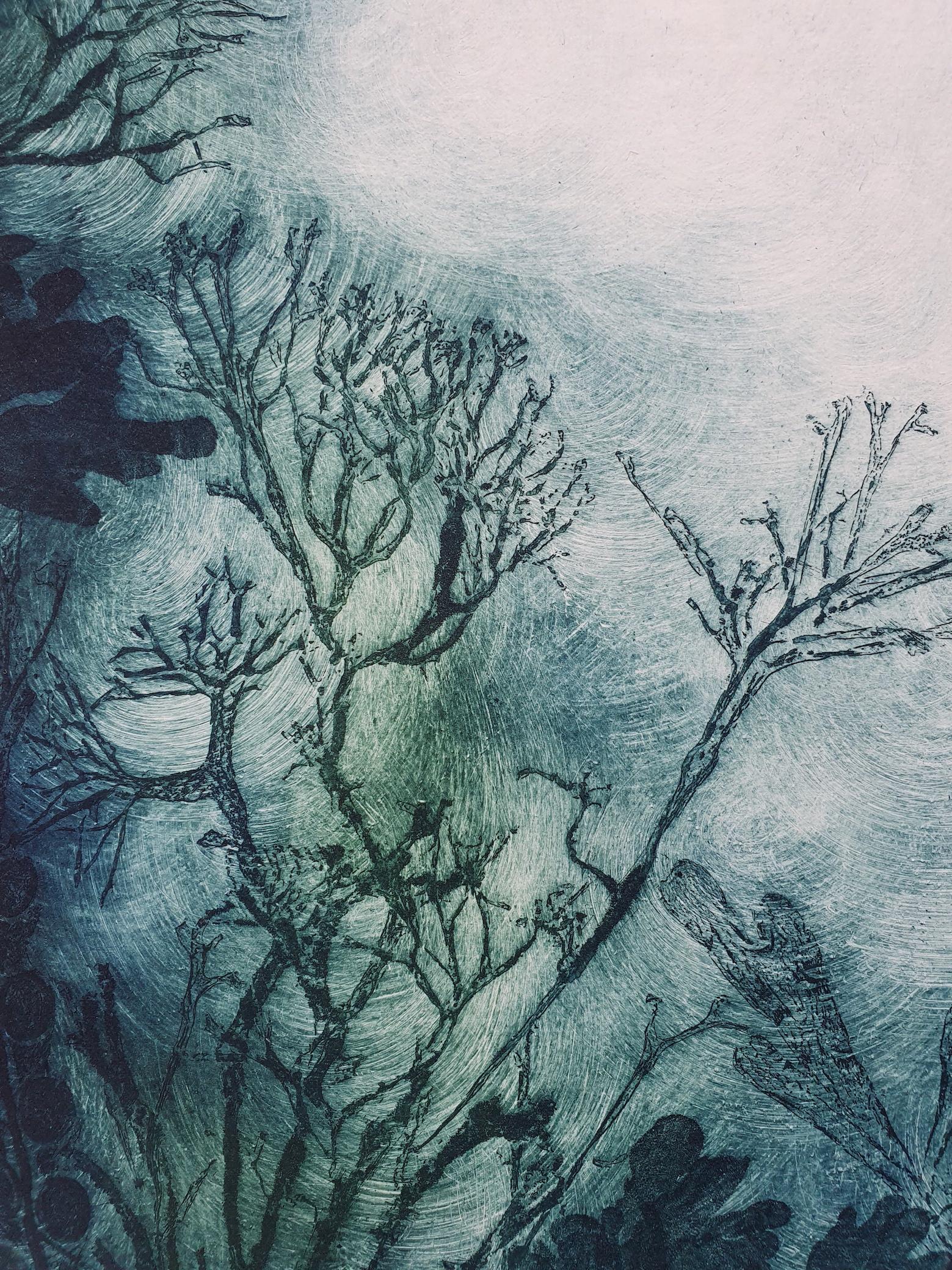 Dalle profondità - Figurative Print Blu di Charlie Davies